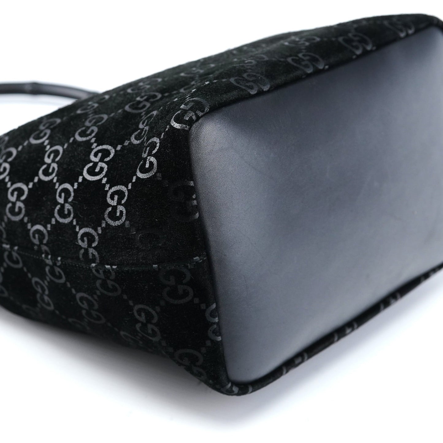 1997 Black GG Suede Bamboo Shoulder Bag