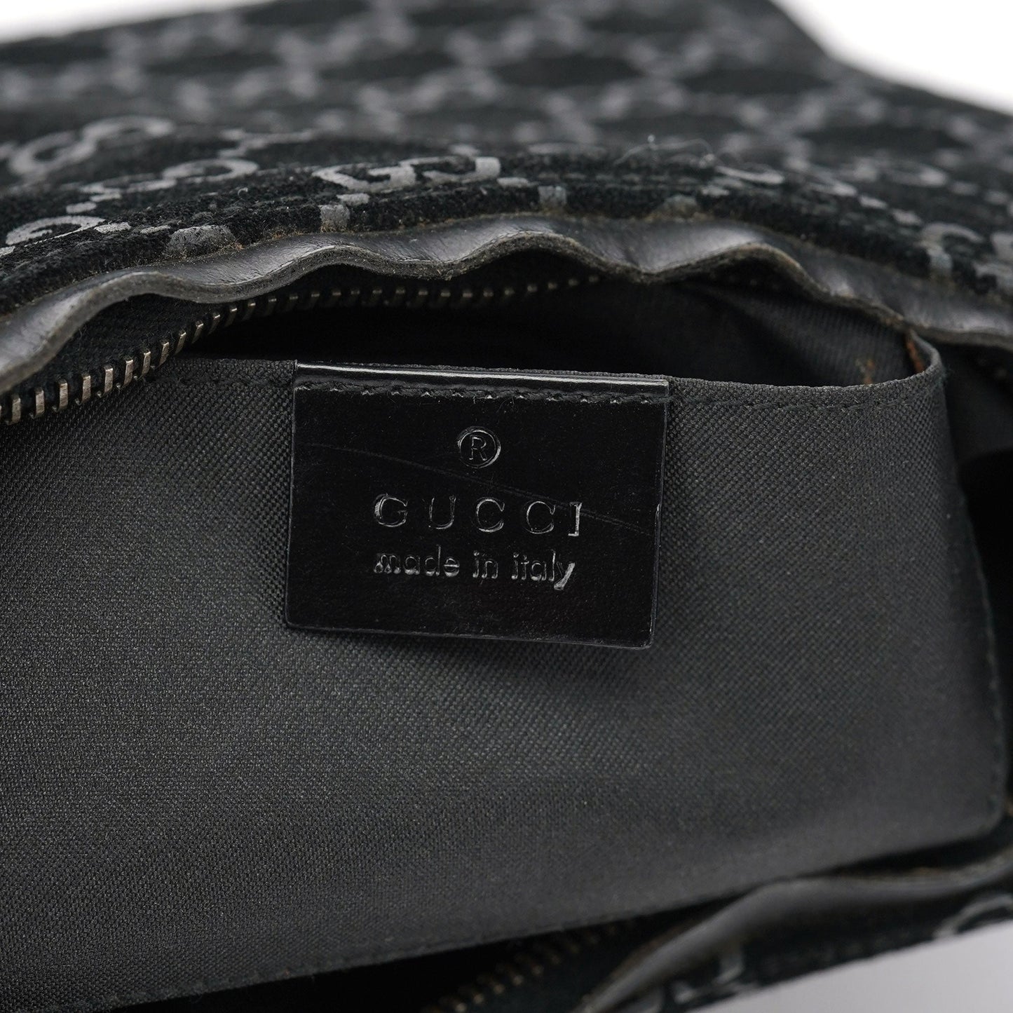 1997 Black GG Suede Shoulder Bag