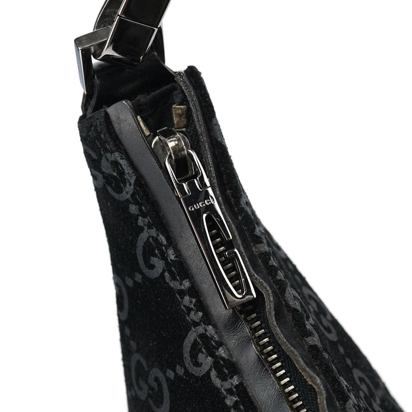 1997 Black GG Suede Shoulder Bag
