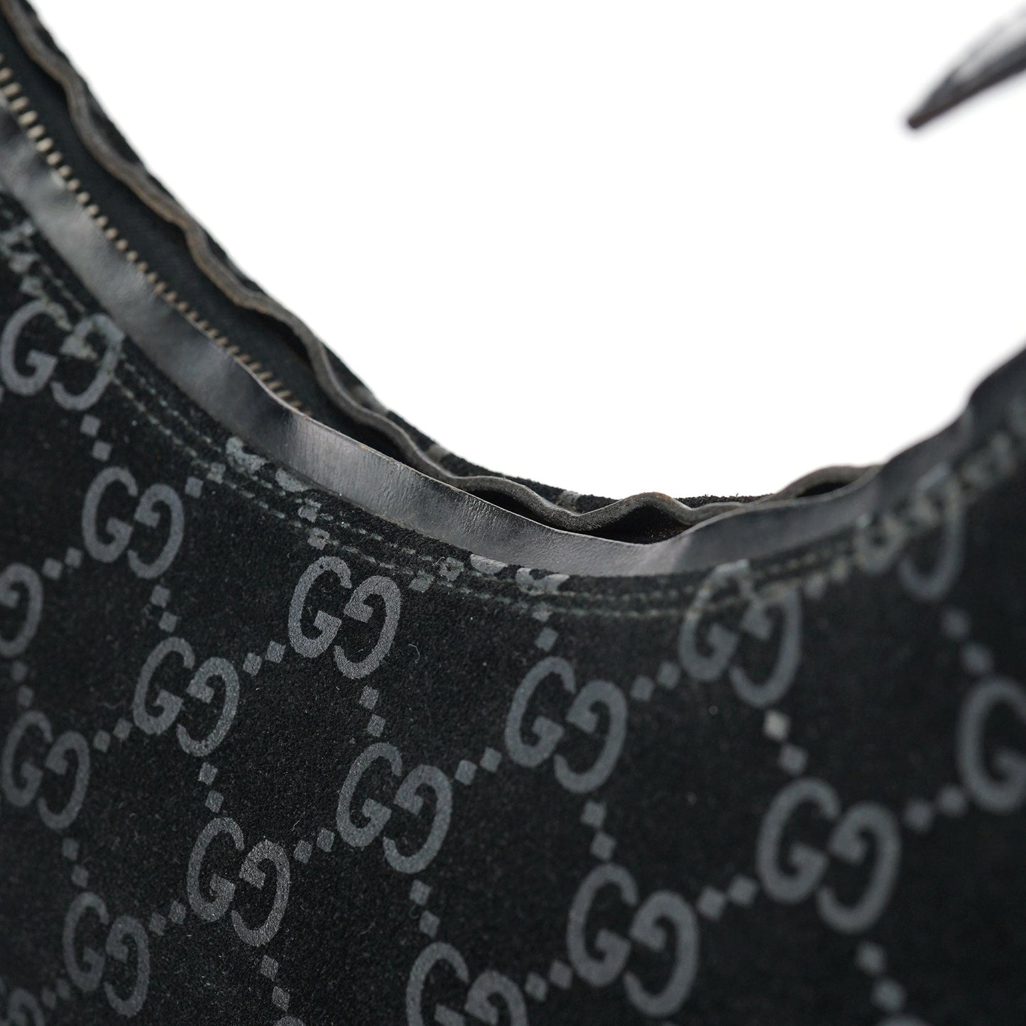 1997 Black GG Suede Shoulder Bag