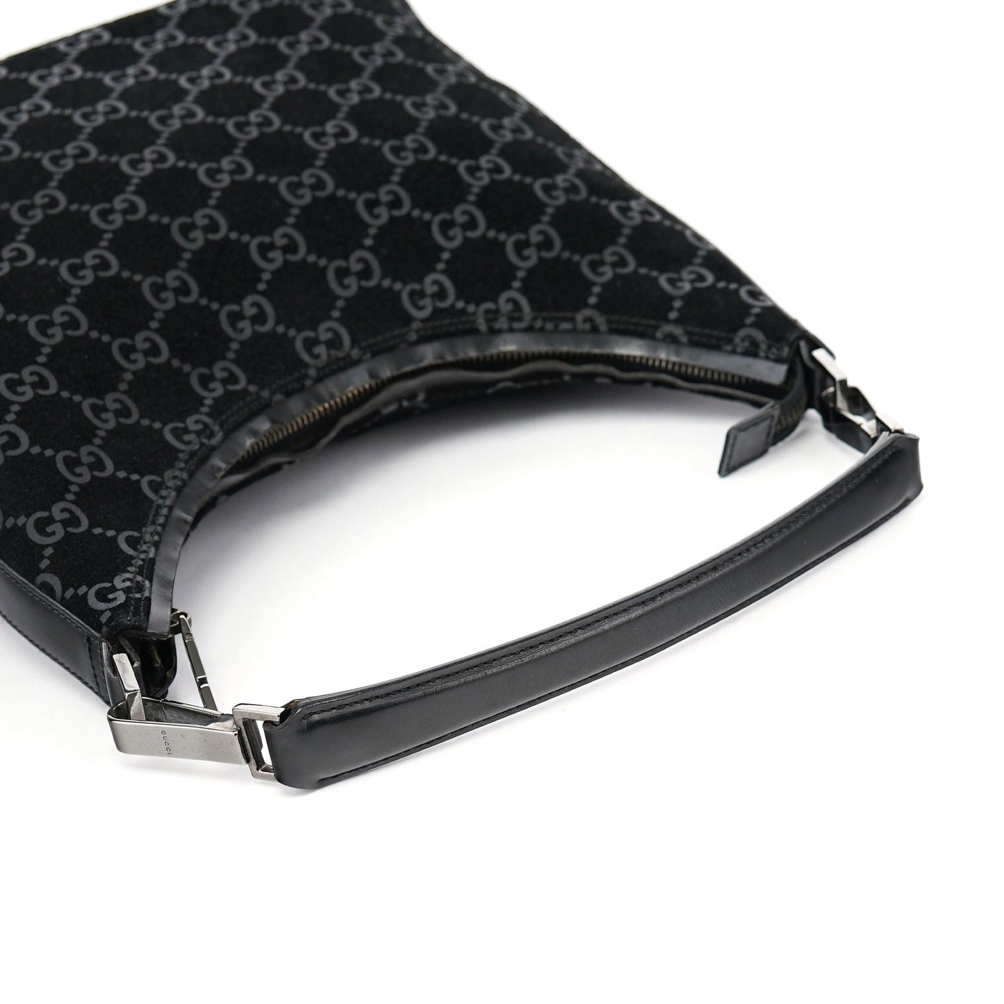 1997 Black GG Suede Shoulder Bag