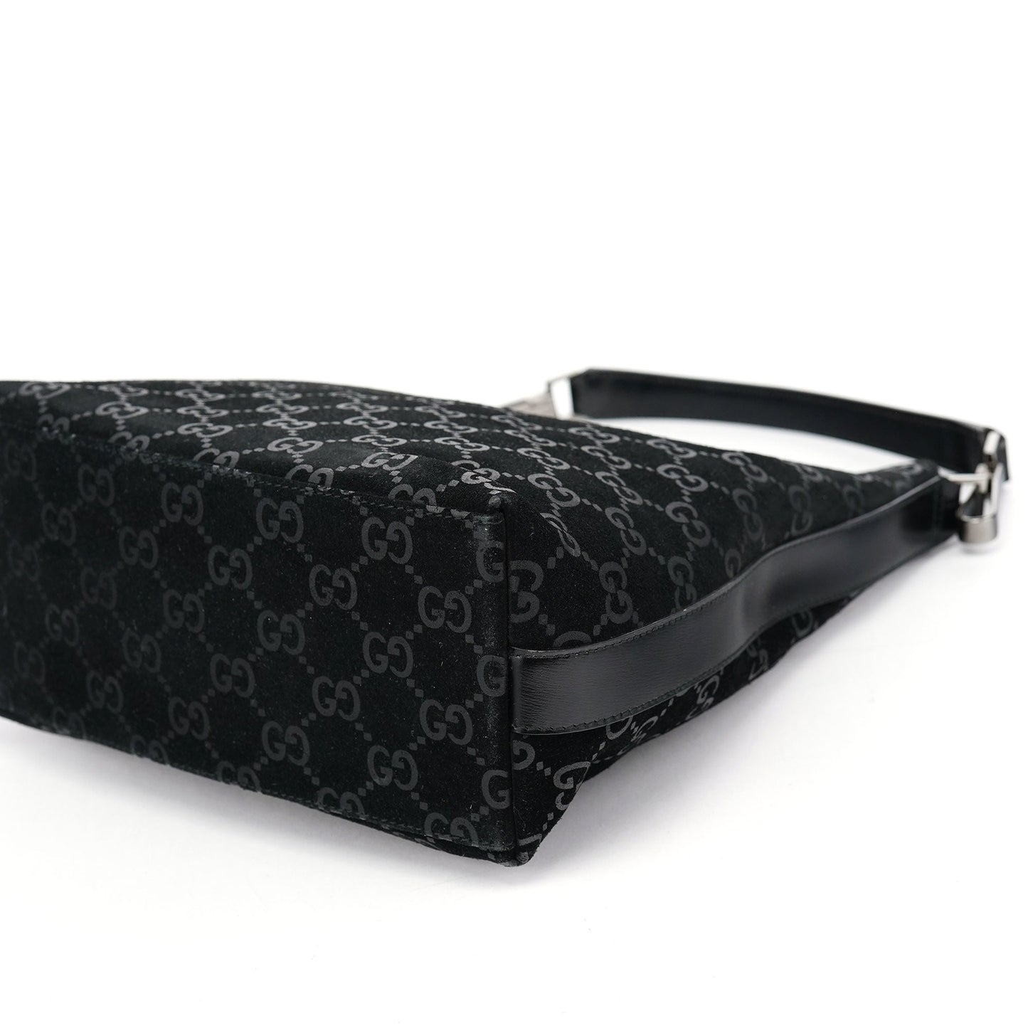 1997 Black GG Suede Shoulder Bag