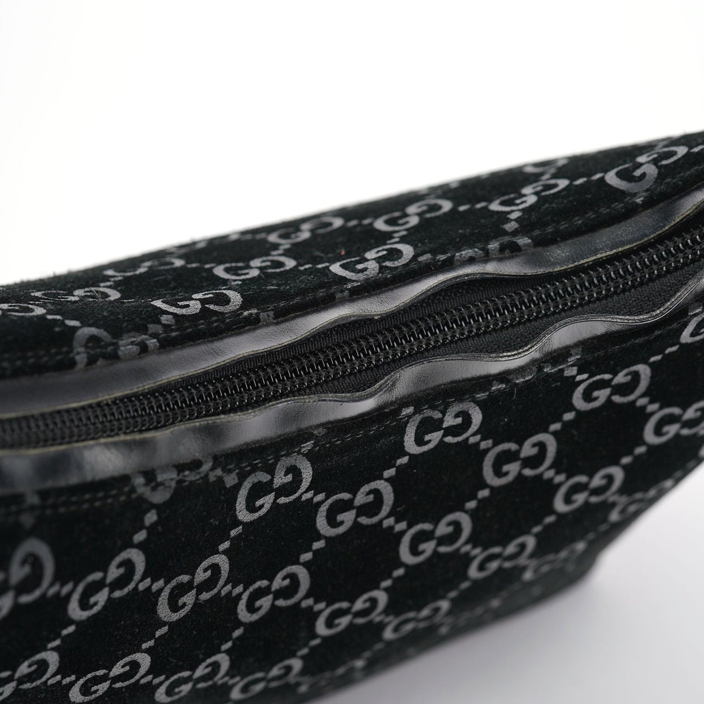 1997 Black GG Suede Shoulder Bag