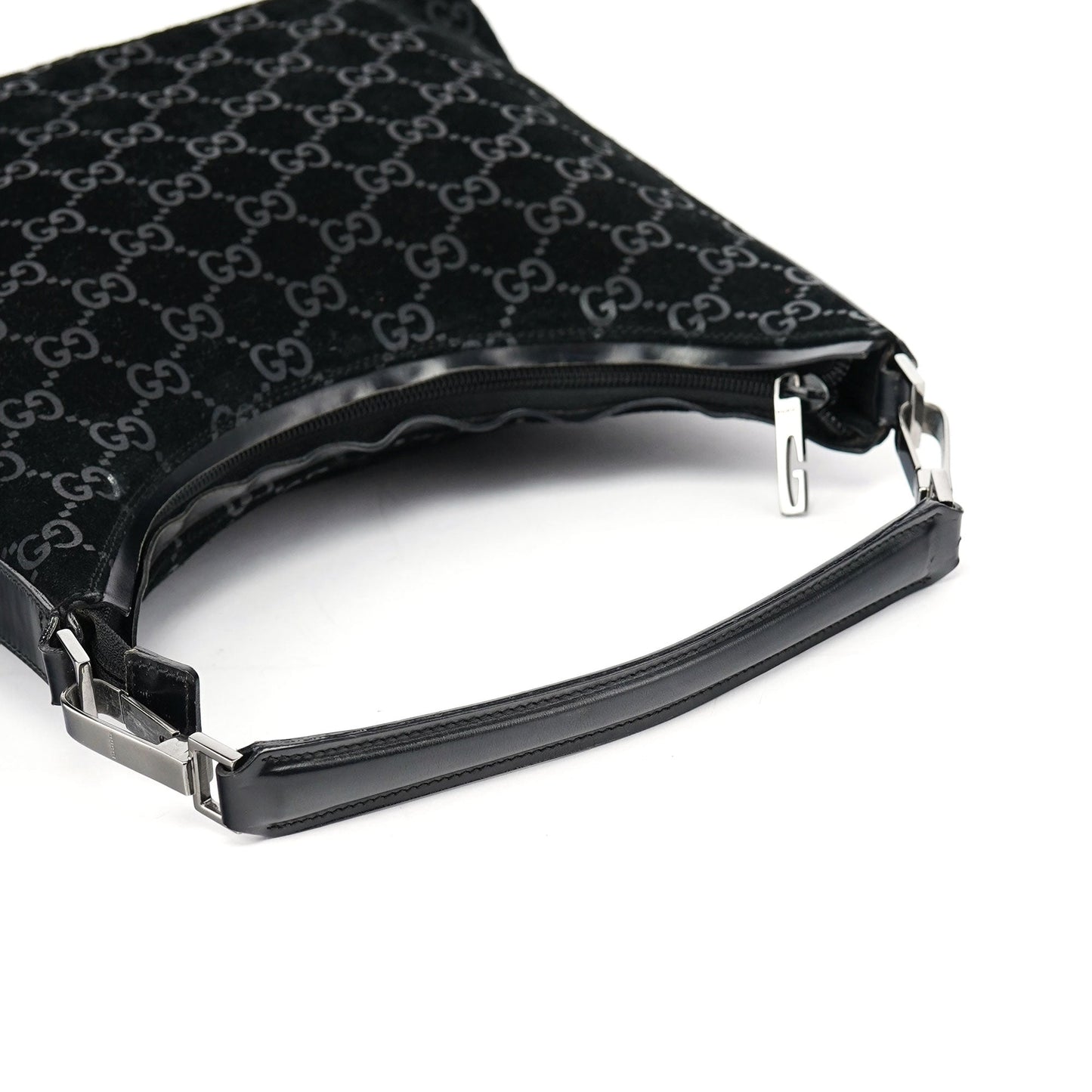 1997 Black GG Suede Shoulder Bag
