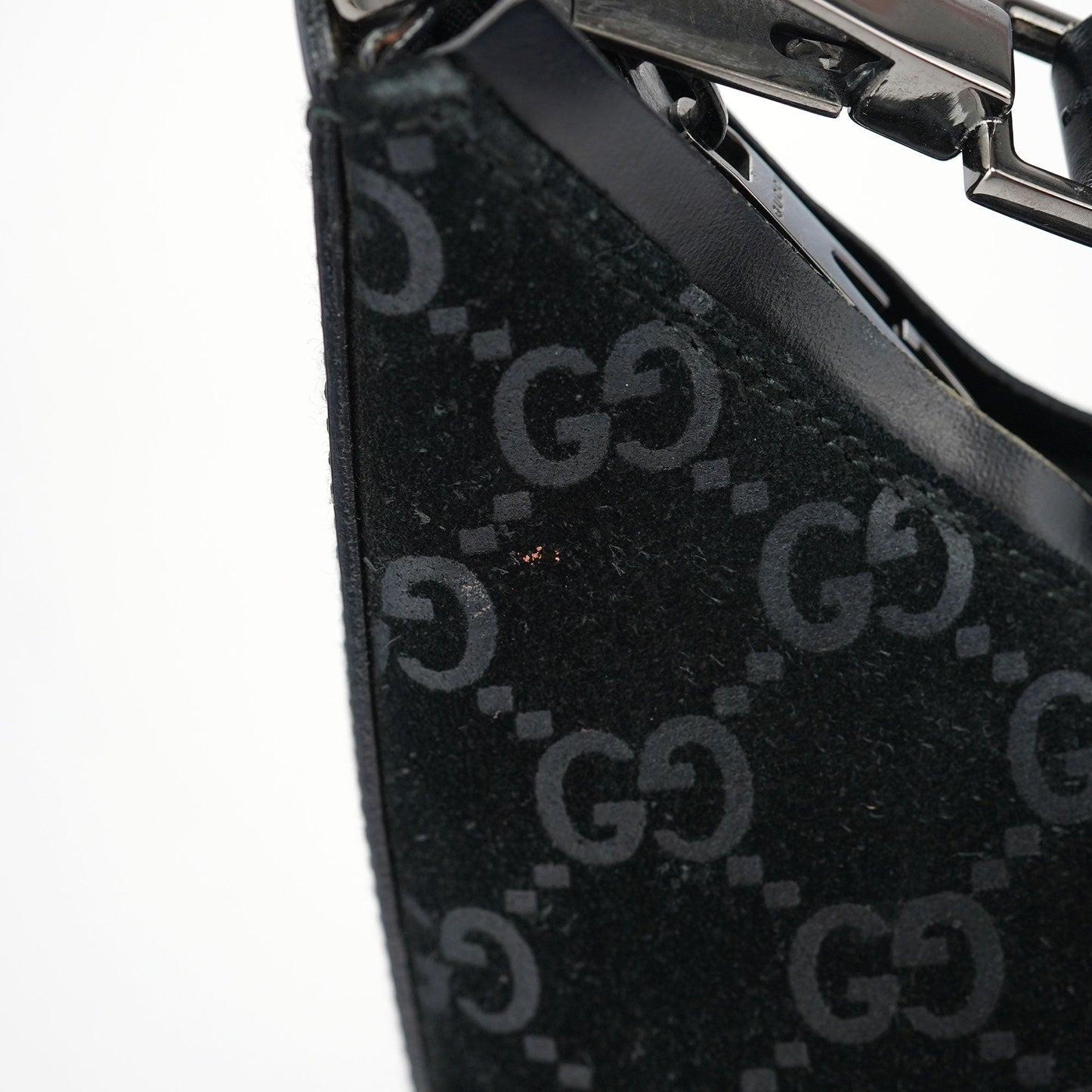 1997 Black GG Suede Shoulder Bag