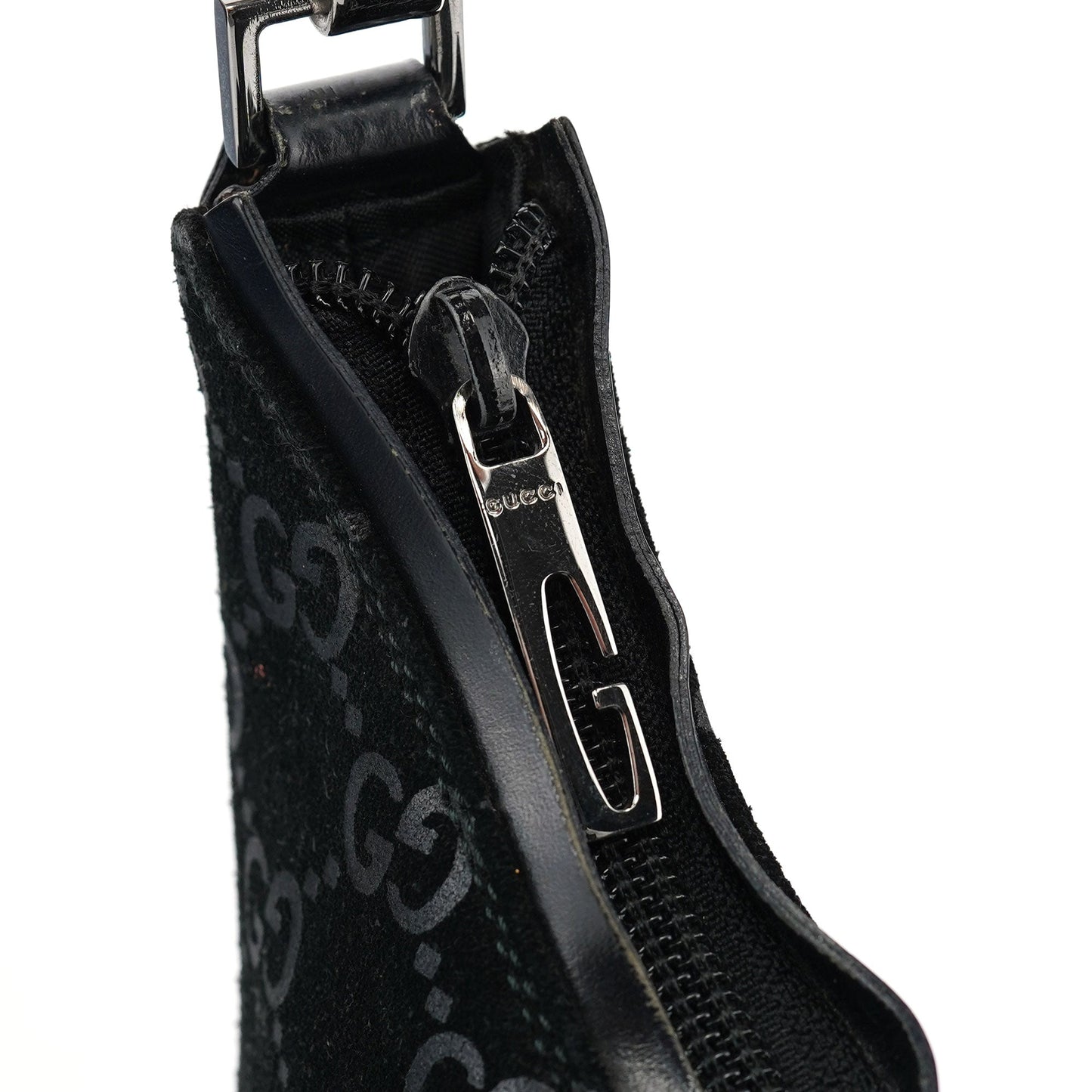 1997 Black GG Suede Shoulder Bag