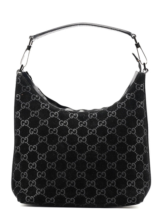 1997 Black GG Suede Shoulder Bag