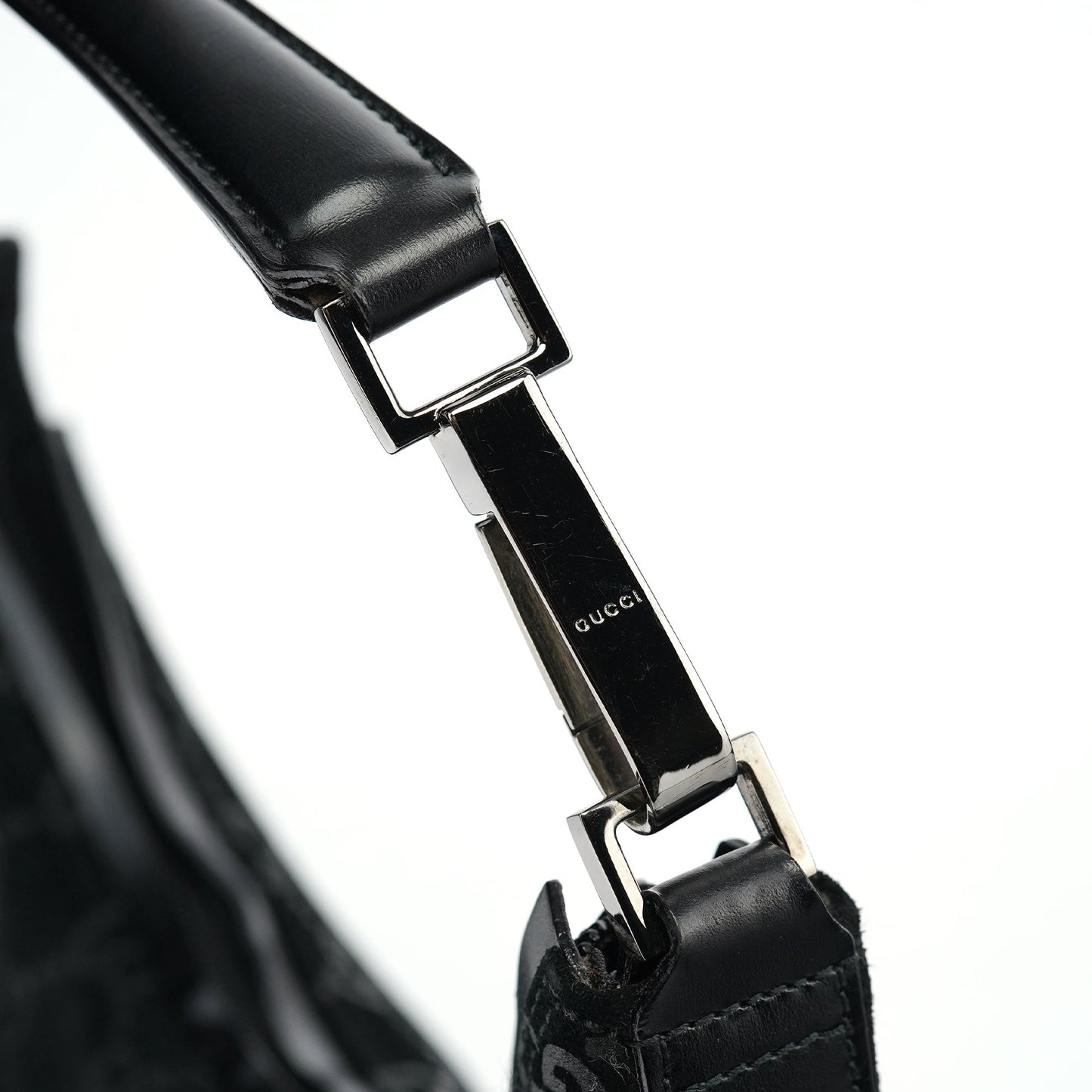 1997 Black GG Suede Shoulder Bag