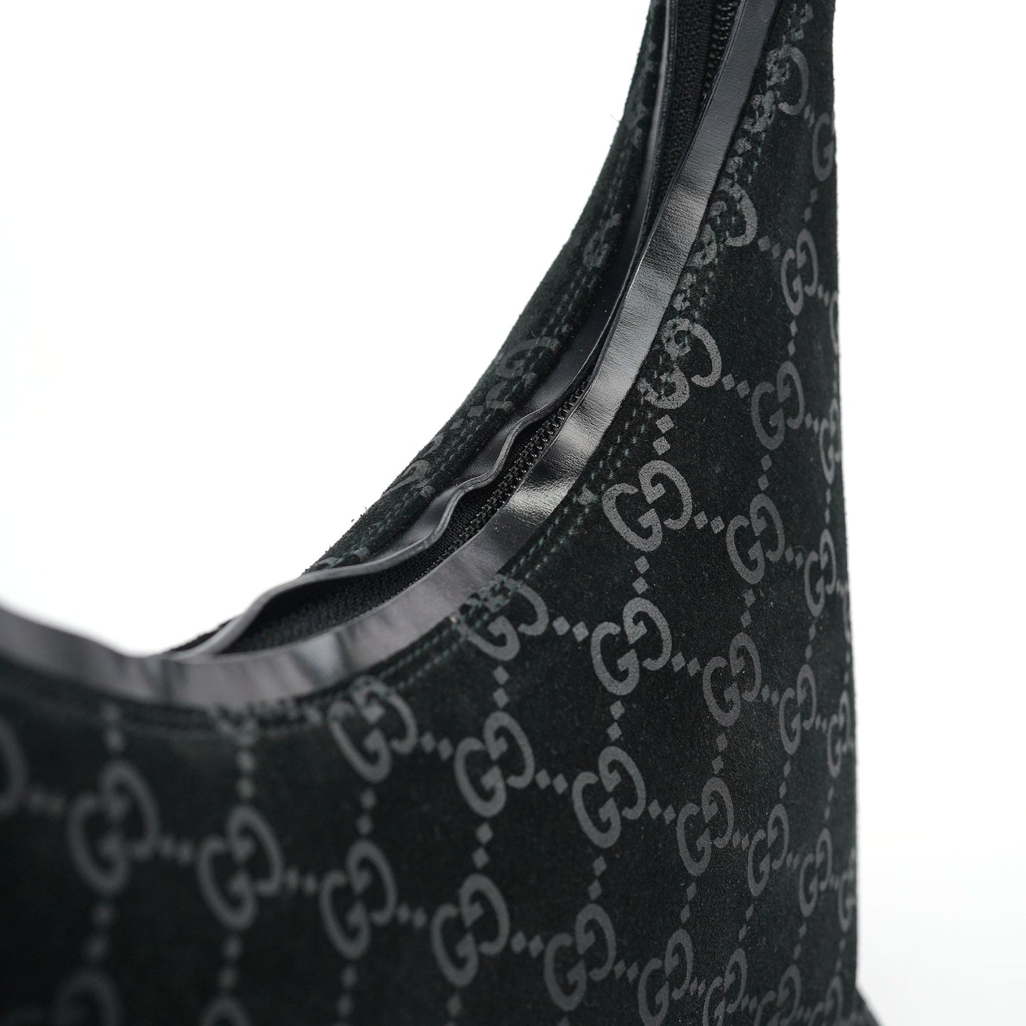 1997 Black GG Suede Shoulder Bag