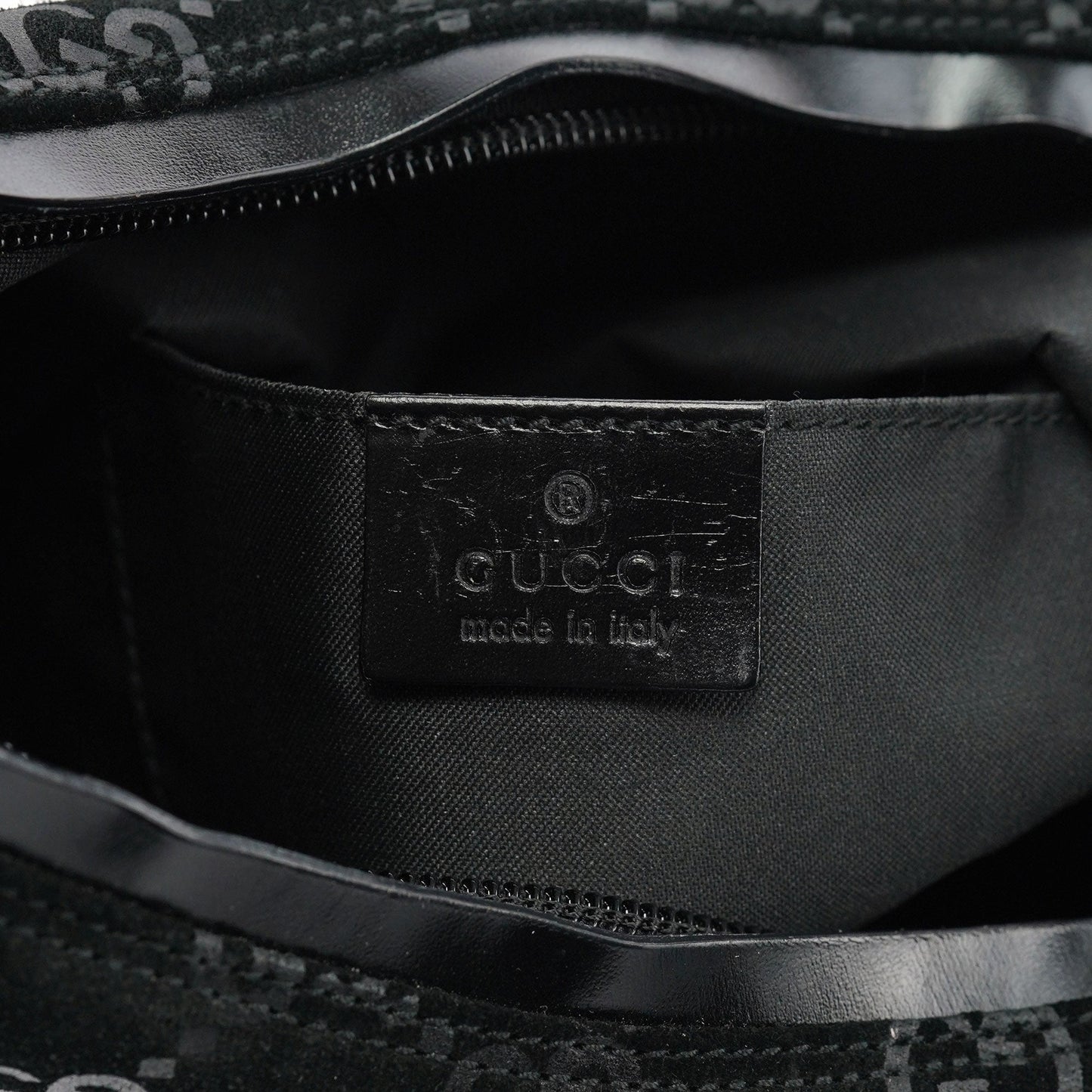 1997 Black GG Suede Shoulder Bag