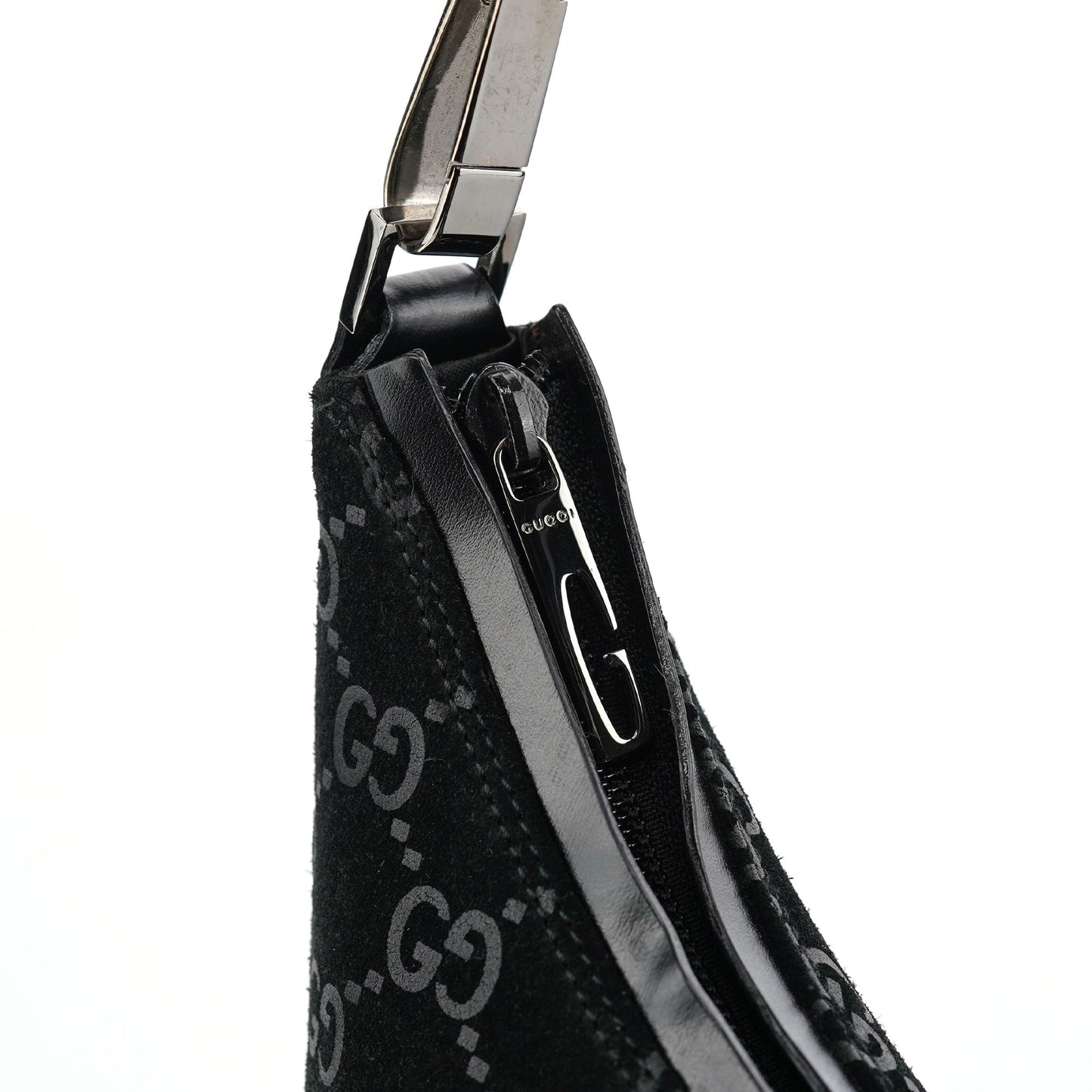 1997 Black GG Suede Shoulder Bag