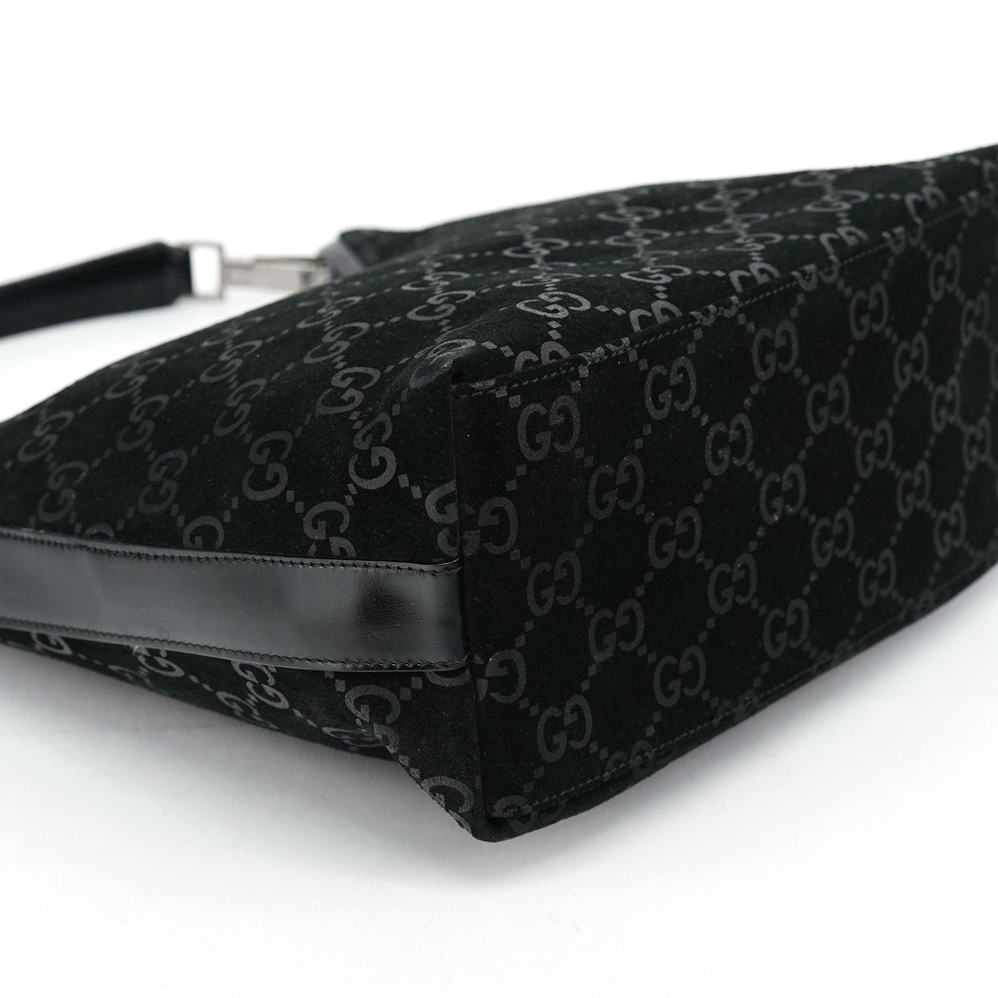 1997 Black GG Suede Shoulder Bag