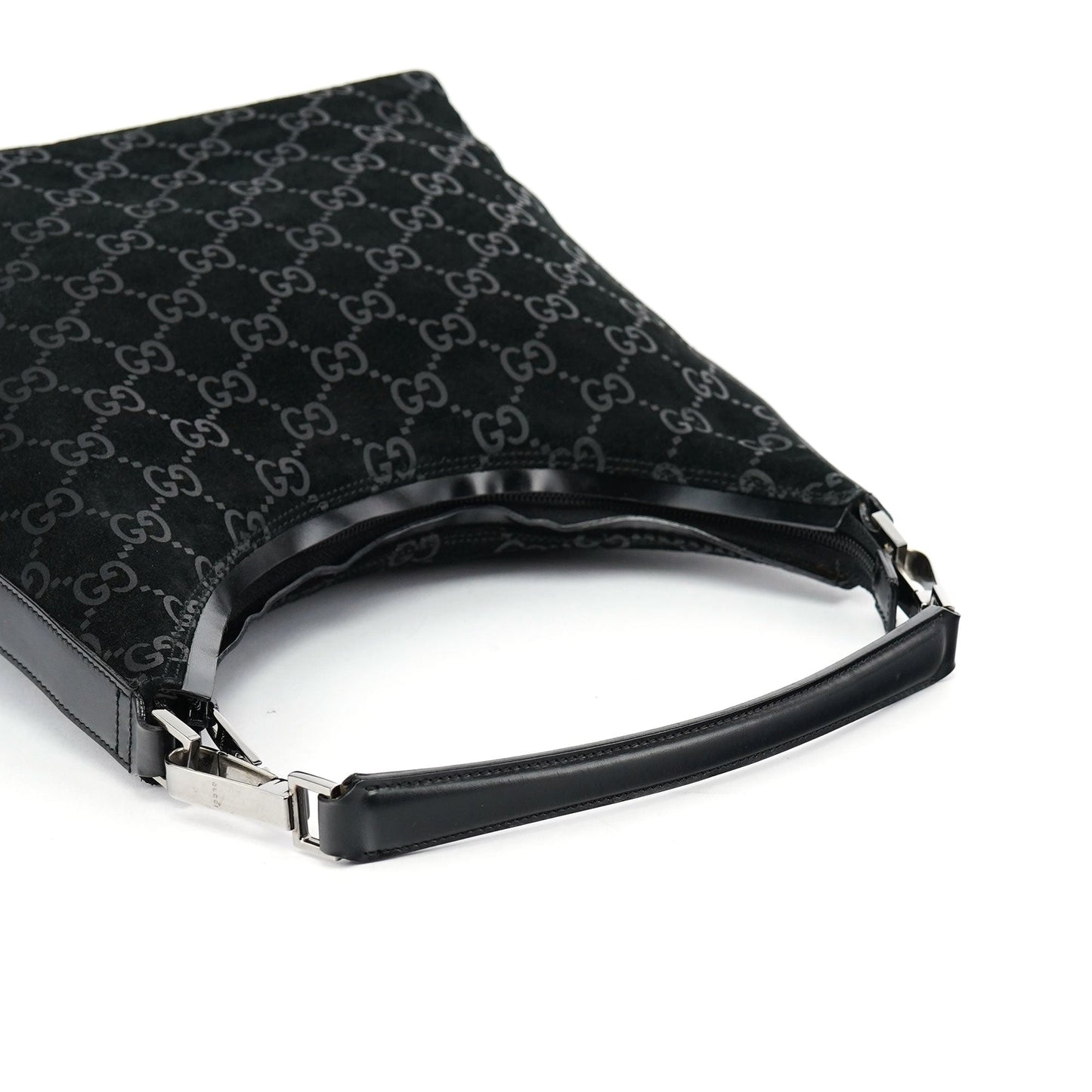 1997 Black GG Suede Shoulder Bag