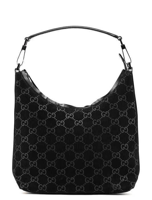 1997 Black GG Suede Shoulder Bag