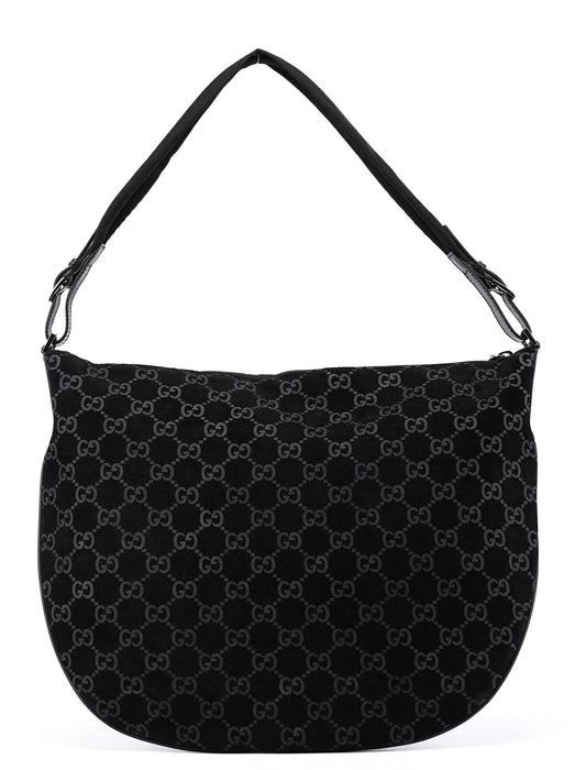 1997 Black GG Suede Shoulder Bag