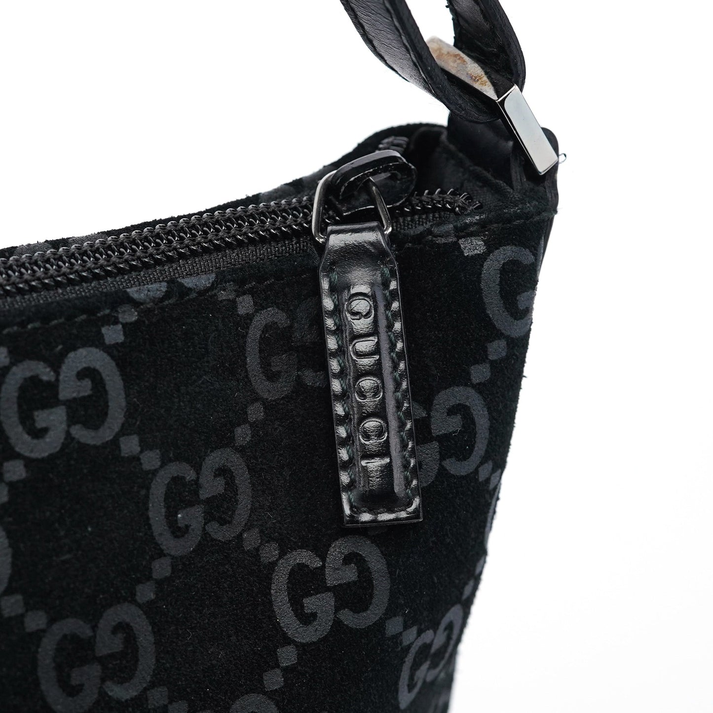 1997 Black GG Suede Shoulder Bag