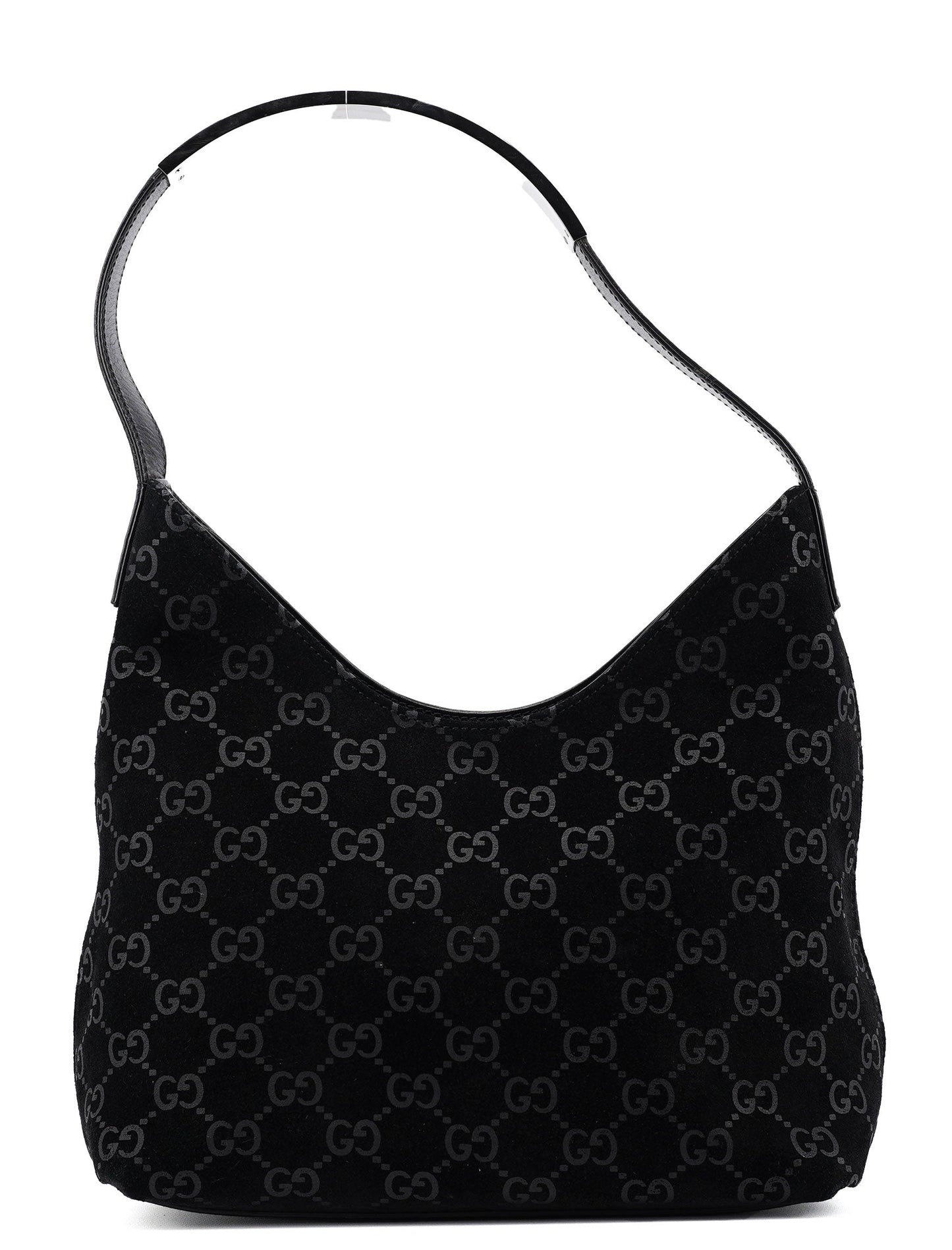 1997 Black GG Suede Shoulder Bag