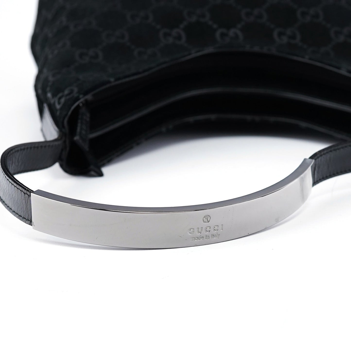 1997 Black GG Suede Shoulder Bag