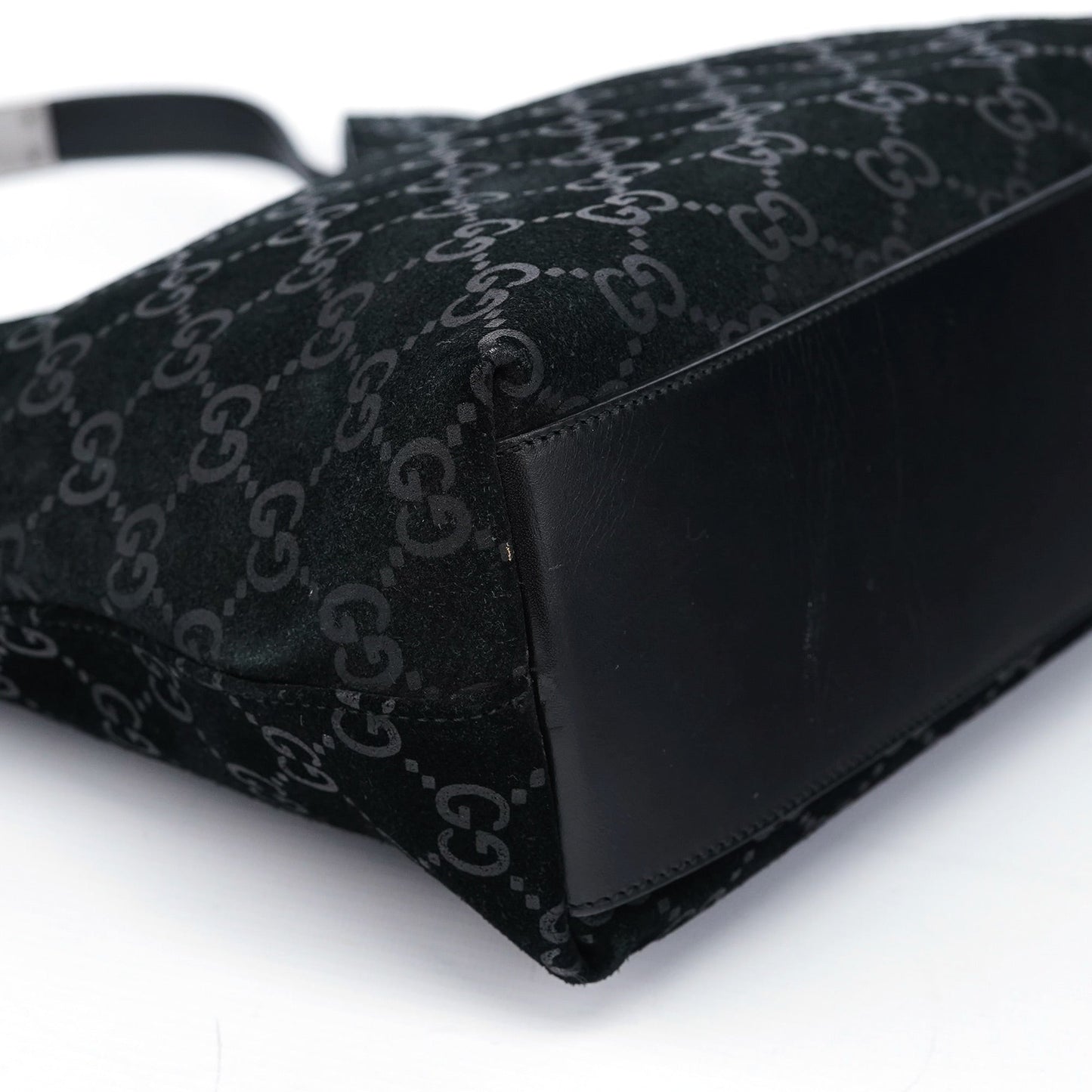 1997 Black GG Suede Shoulder Bag