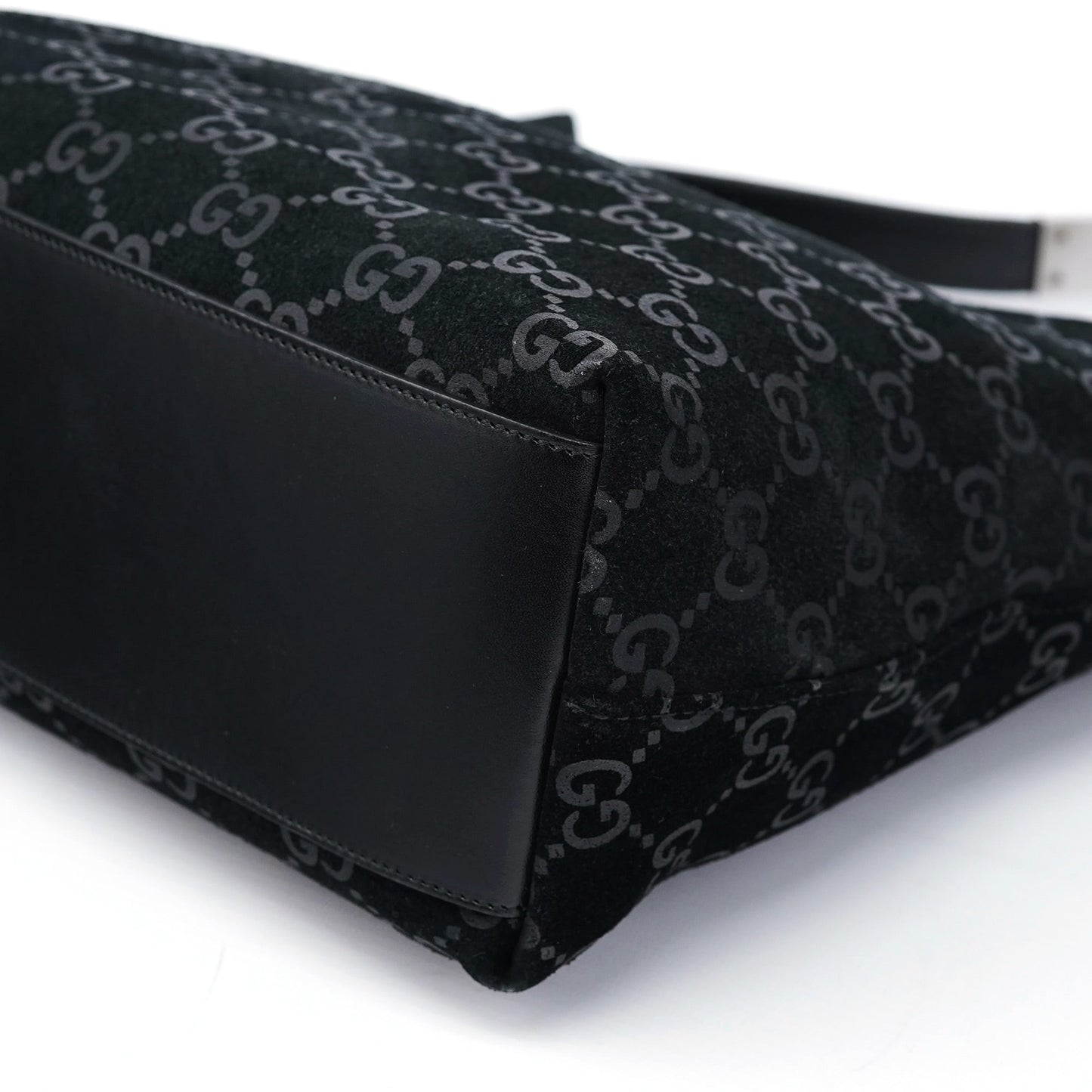 1997 Black GG Suede Shoulder Bag