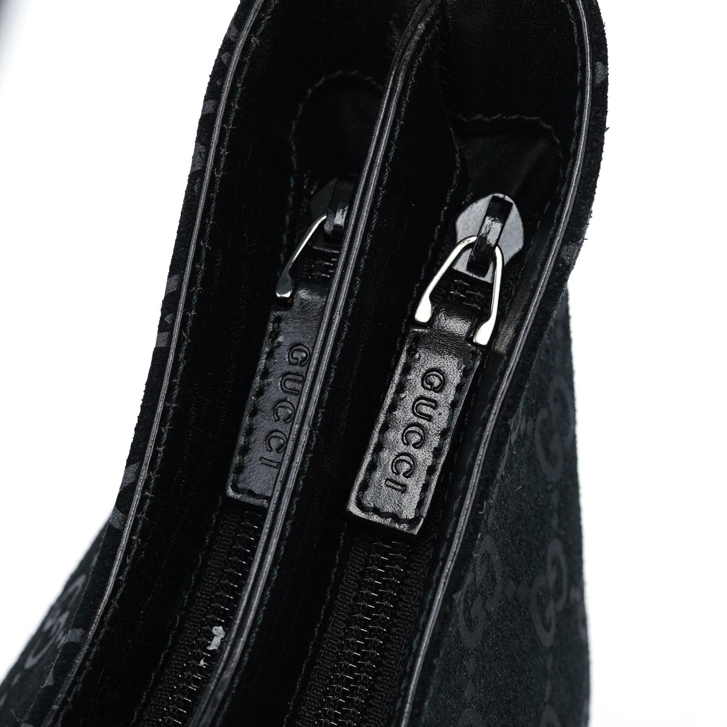 1997 Black GG Suede Shoulder Bag