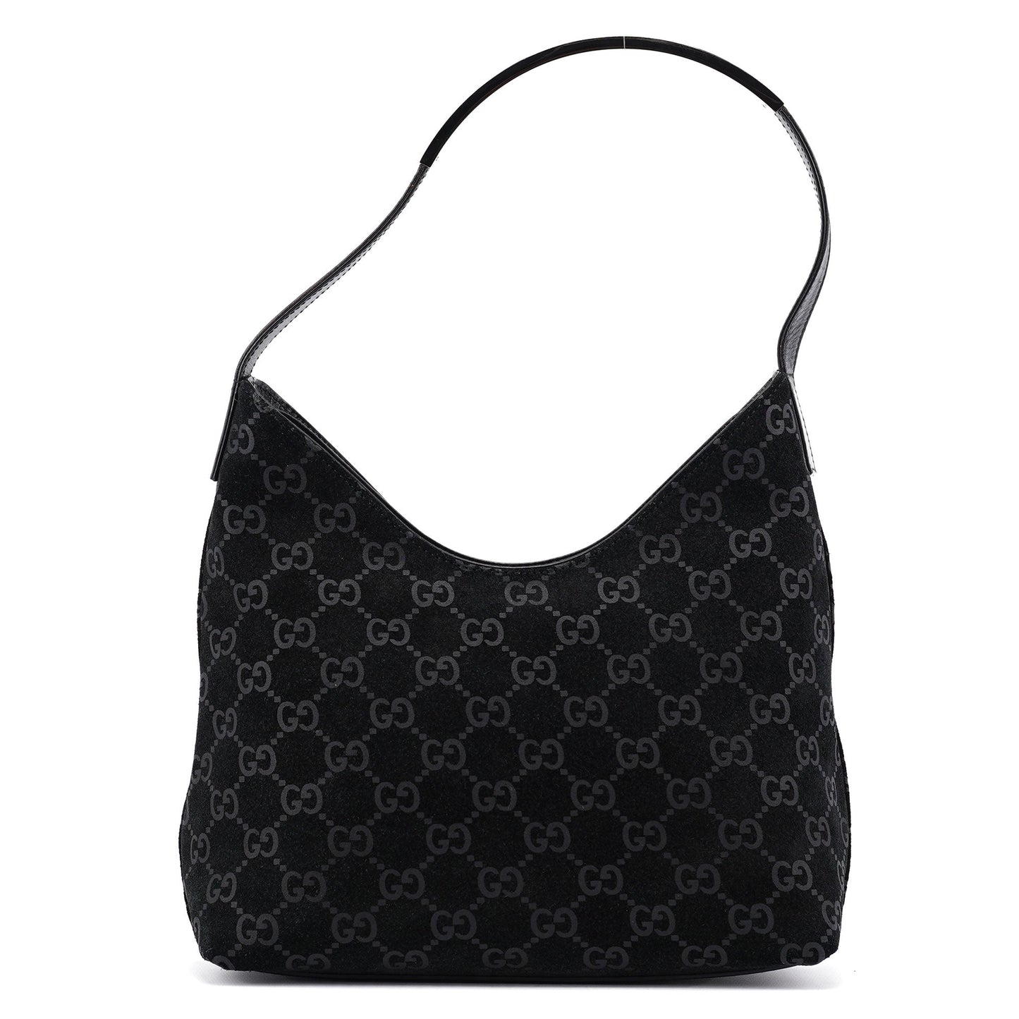 1997 Black GG Suede Shoulder Bag