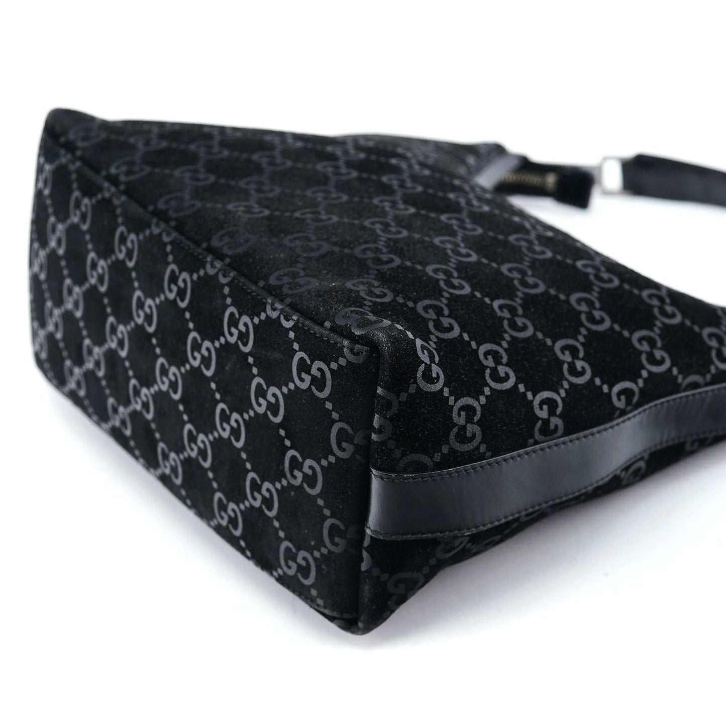 1997 Black GG Suede Shoulder Bag