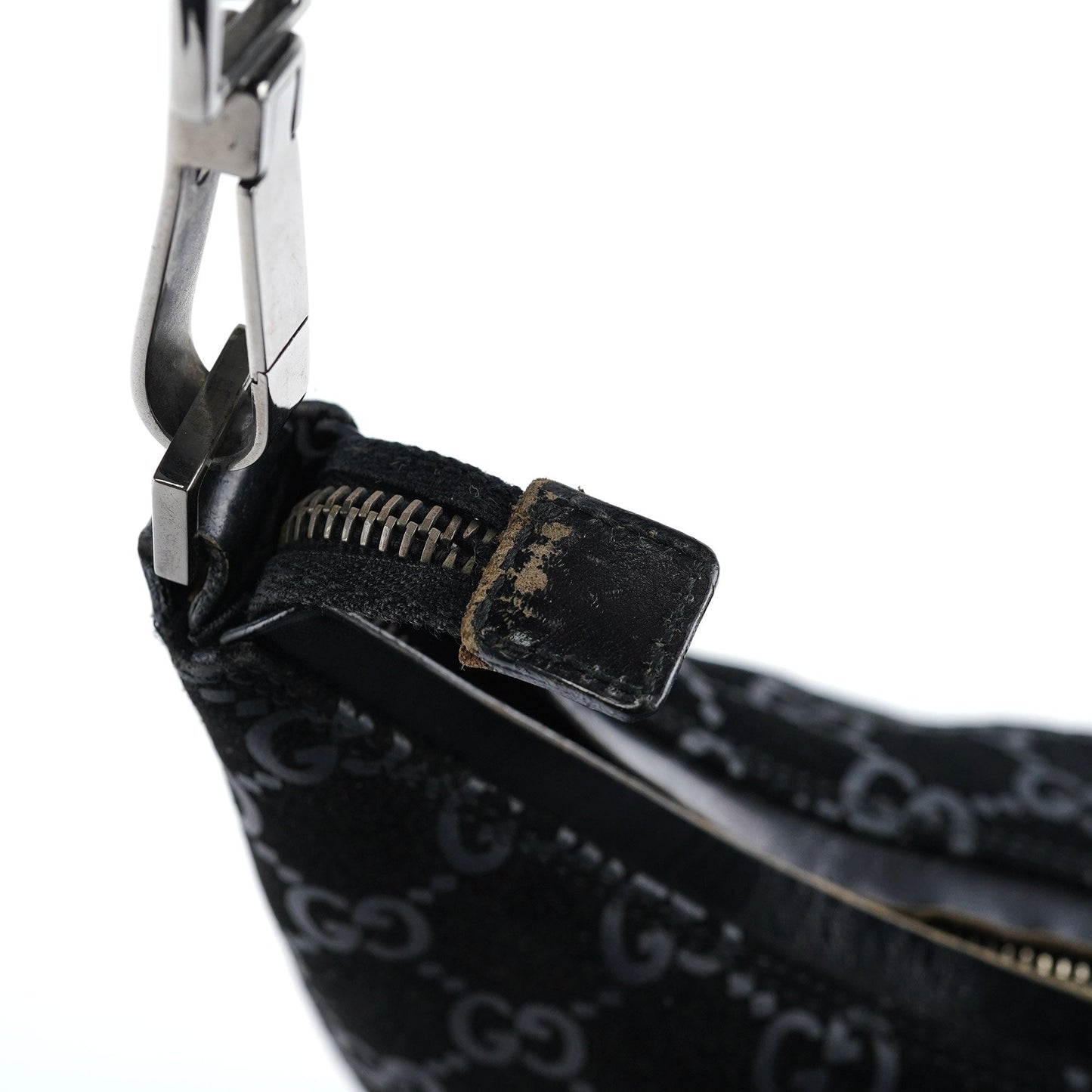 1997 Black GG Suede Shoulder Bag