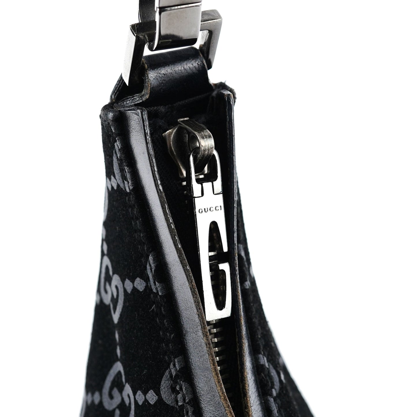 1997 Black GG Suede Shoulder Bag
