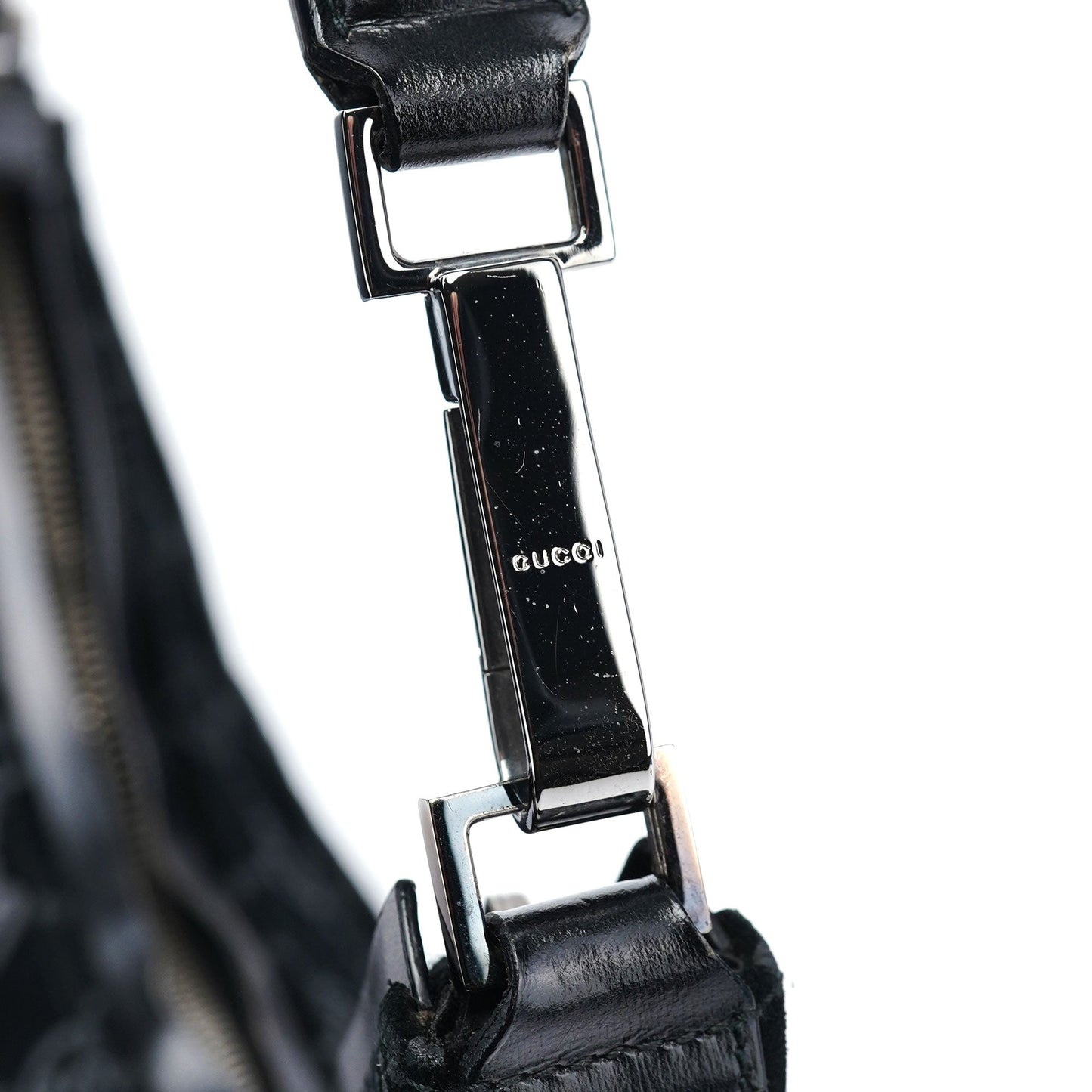 1997 Black GG Suede Shoulder Bag