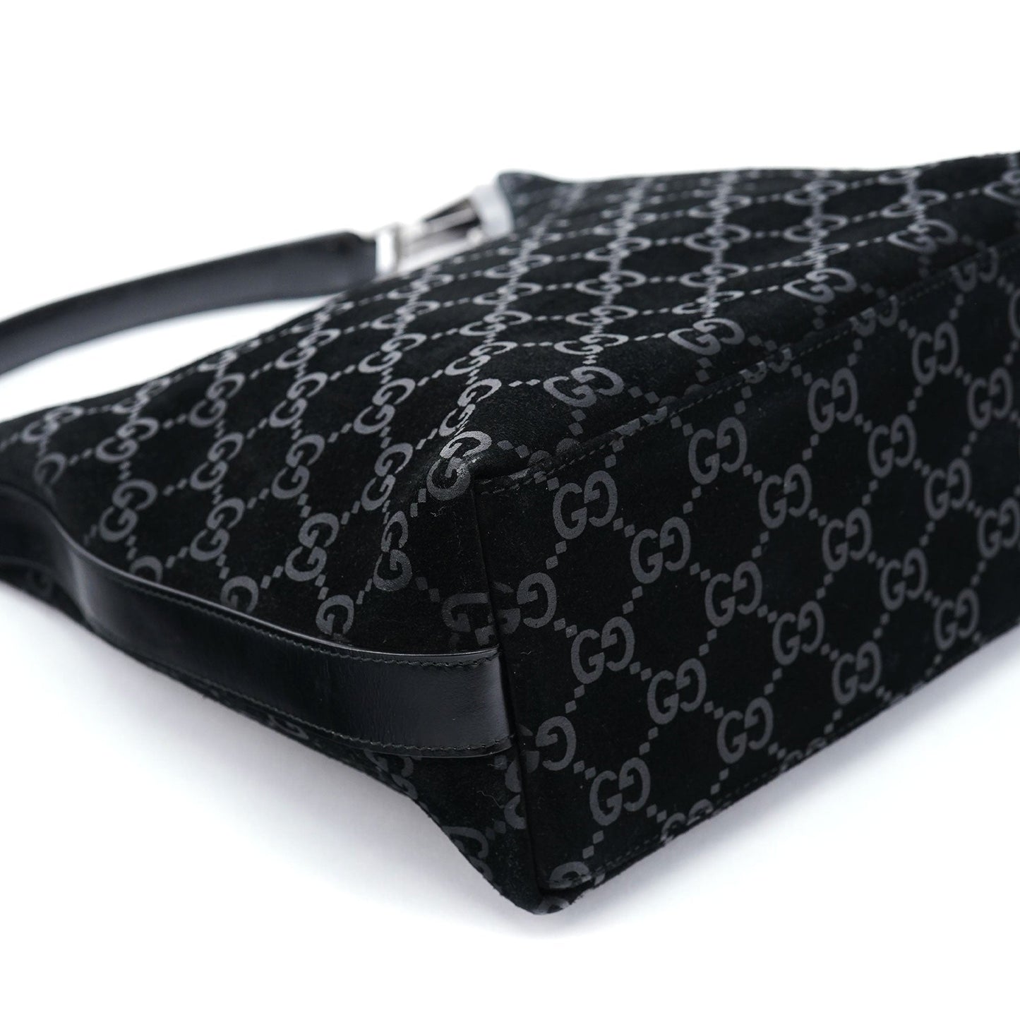 1997 Black GG Suede Shoulder Bag