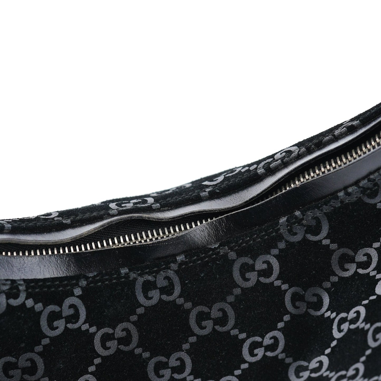 1997 Black GG Suede Shoulder Bag