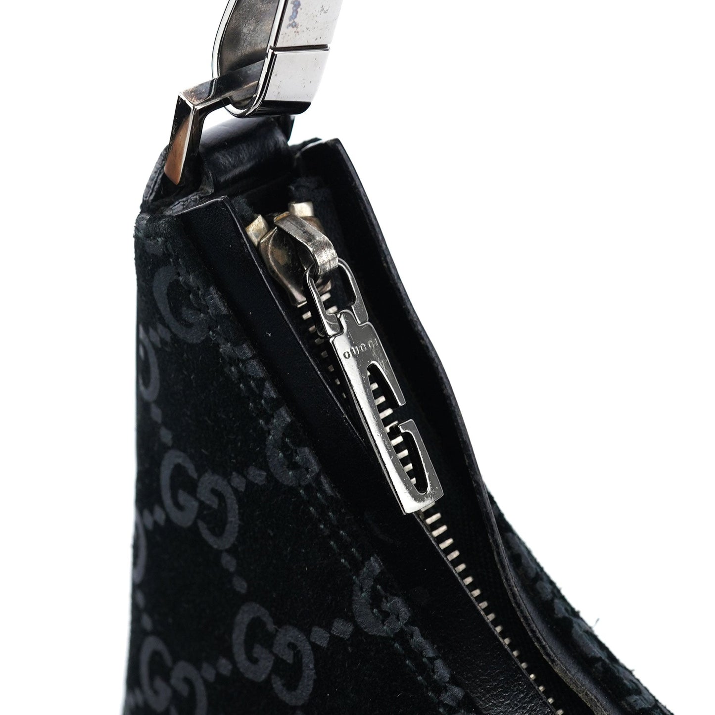 1997 Black GG Suede Shoulder Bag