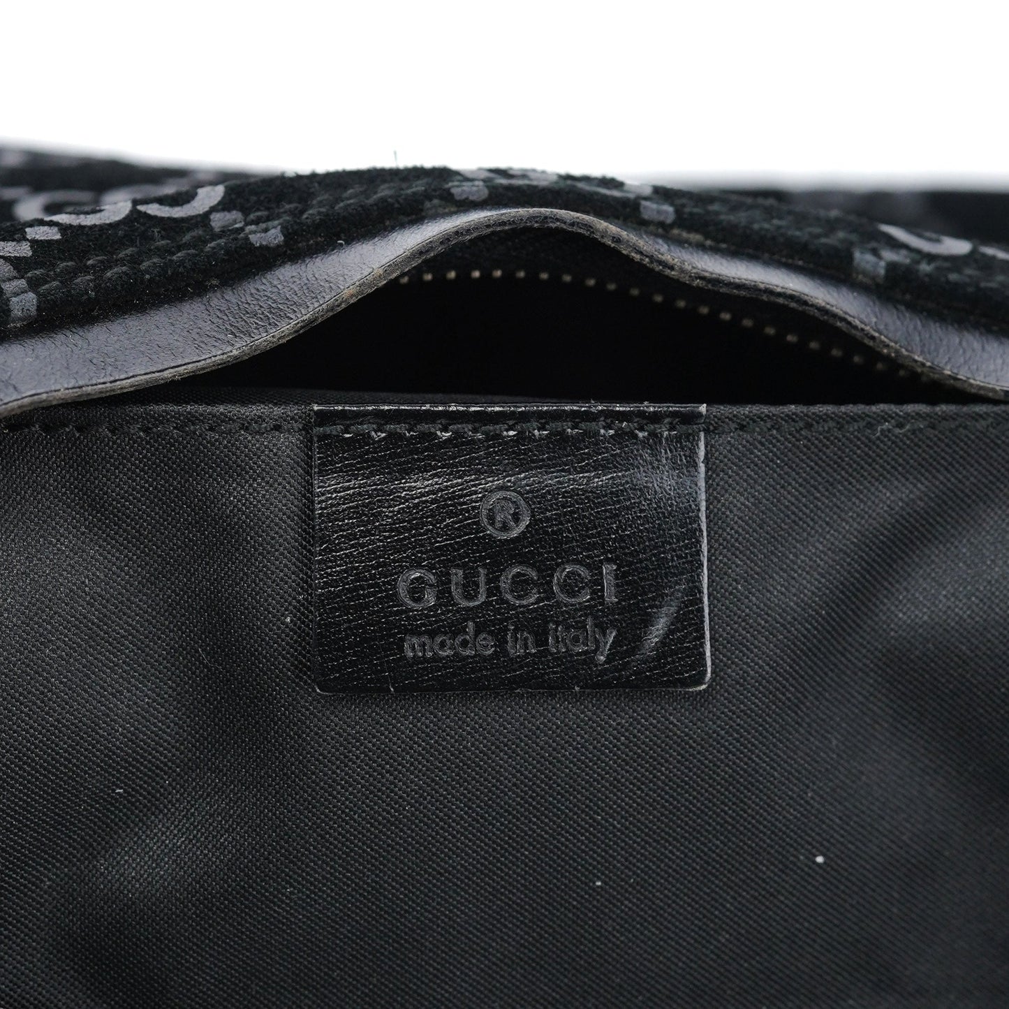 1997 Black GG Suede Shoulder Bag