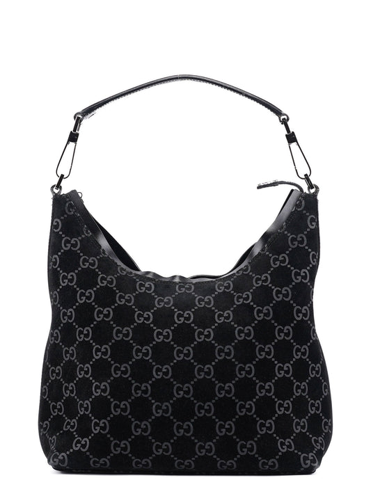 1997 Black GG Suede Shoulder Bag