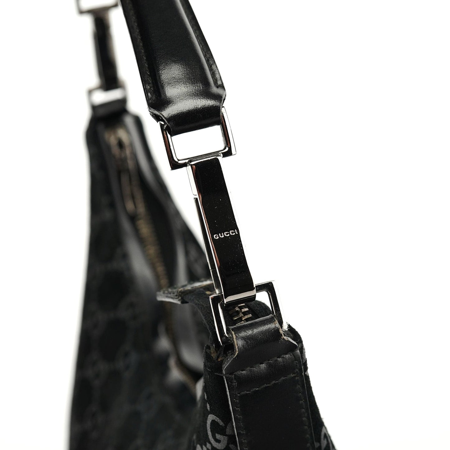 1997 Black GG Suede Shoulder Bag