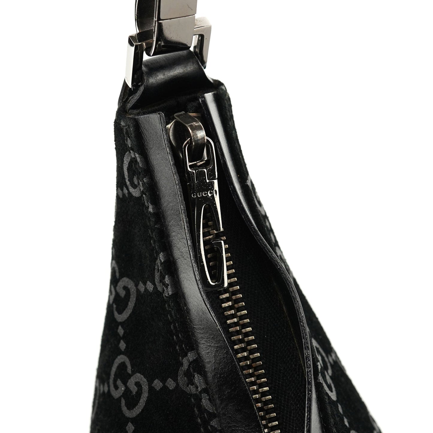 1997 Black GG Suede Shoulder Bag