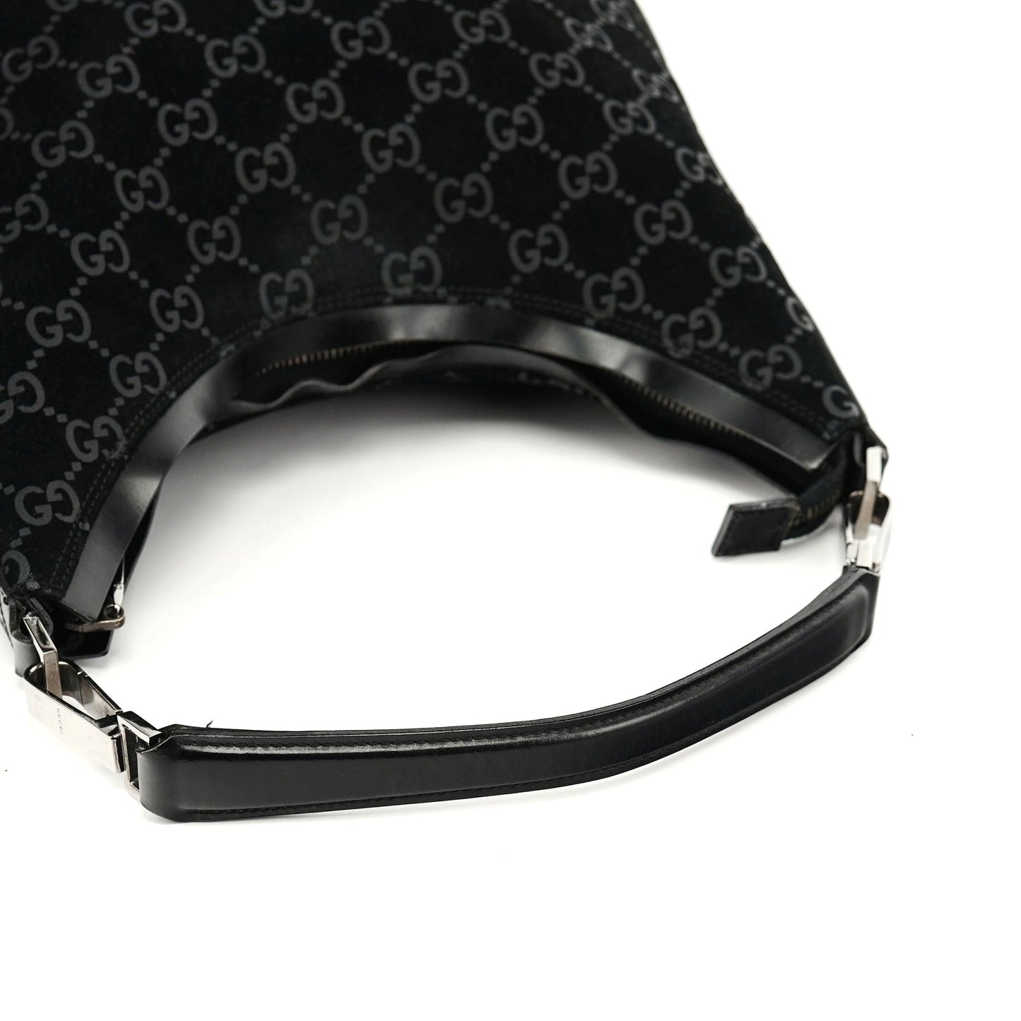 1997 Black GG Suede Shoulder Bag