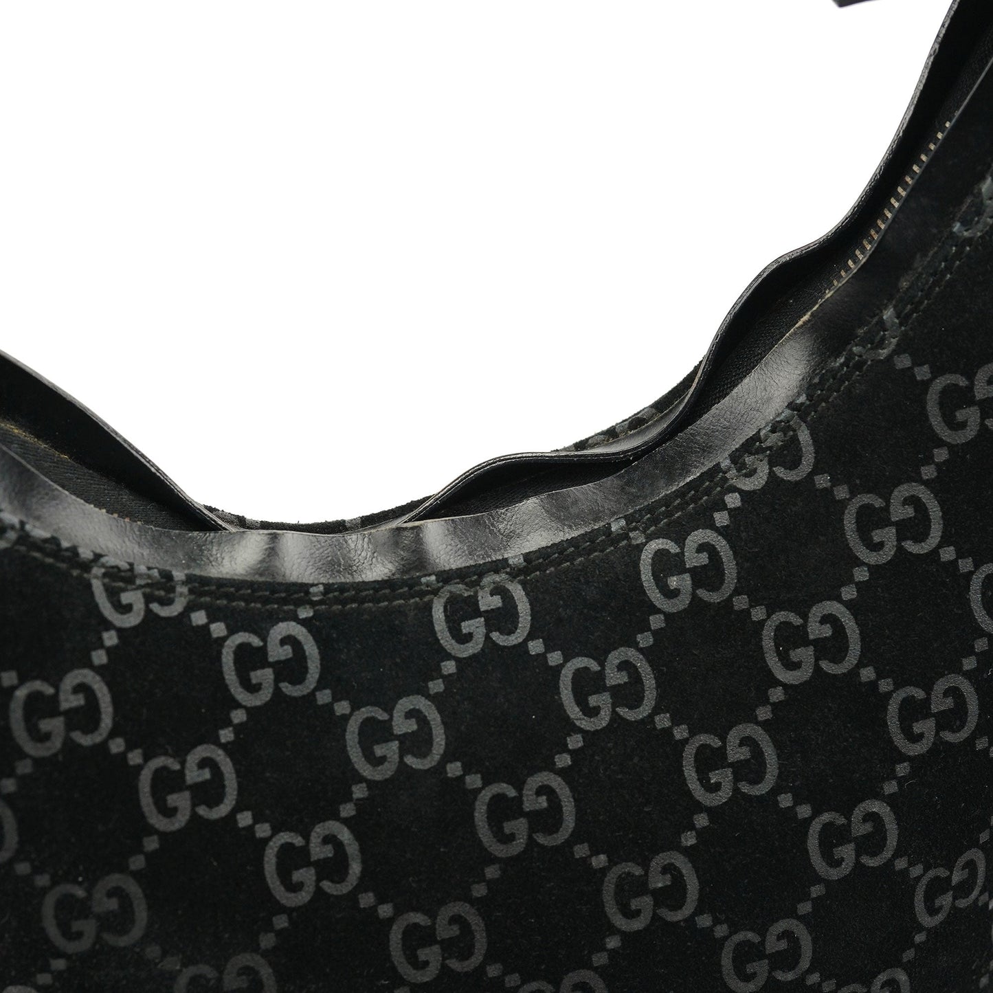 1997 Black GG Suede Shoulder Bag