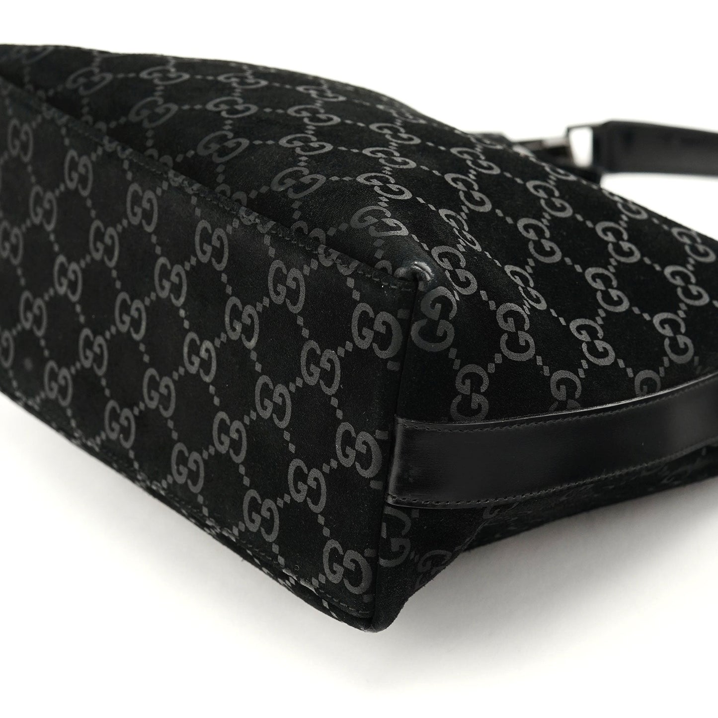 1997 Black GG Suede Shoulder Bag