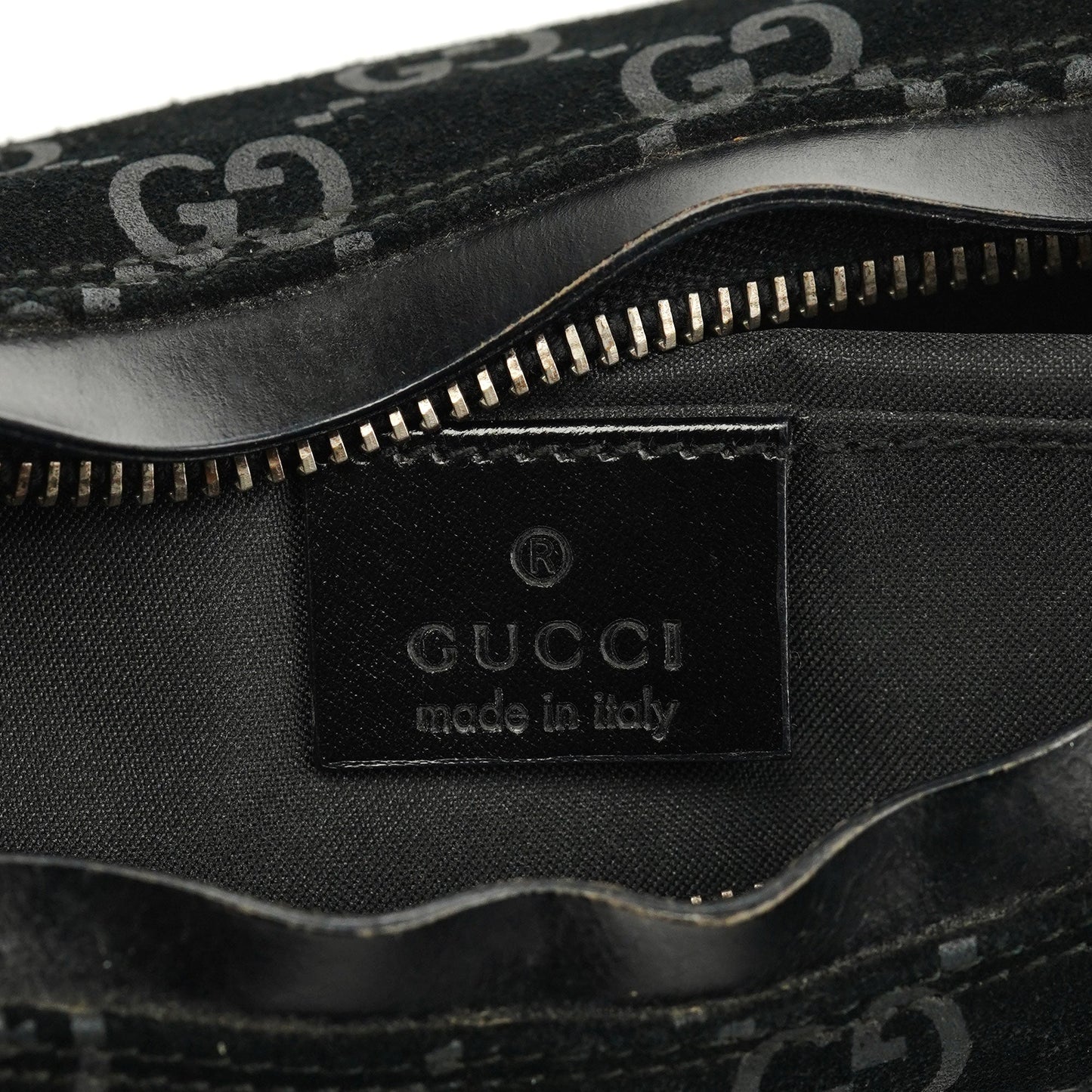 1997 Black GG Suede Shoulder Bag