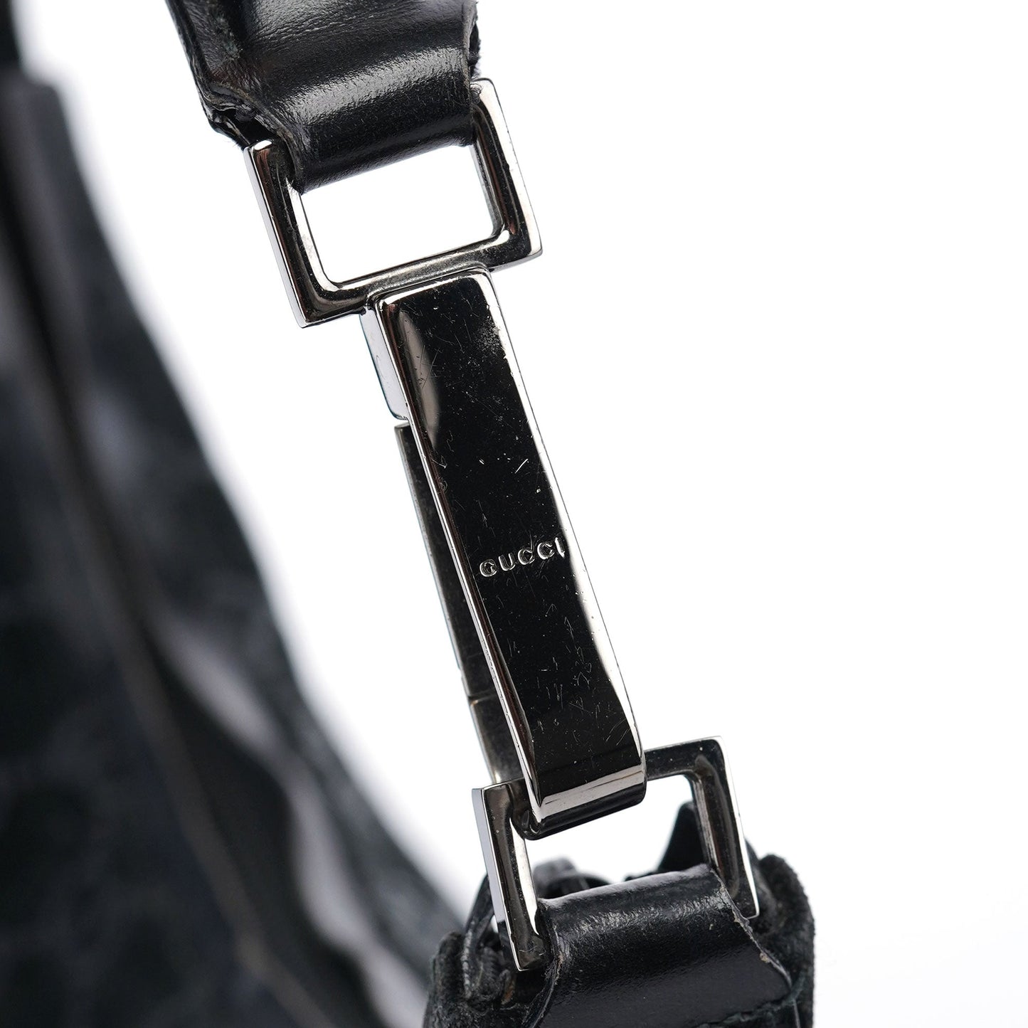 1997 Black GG Suede Shoulder Bag