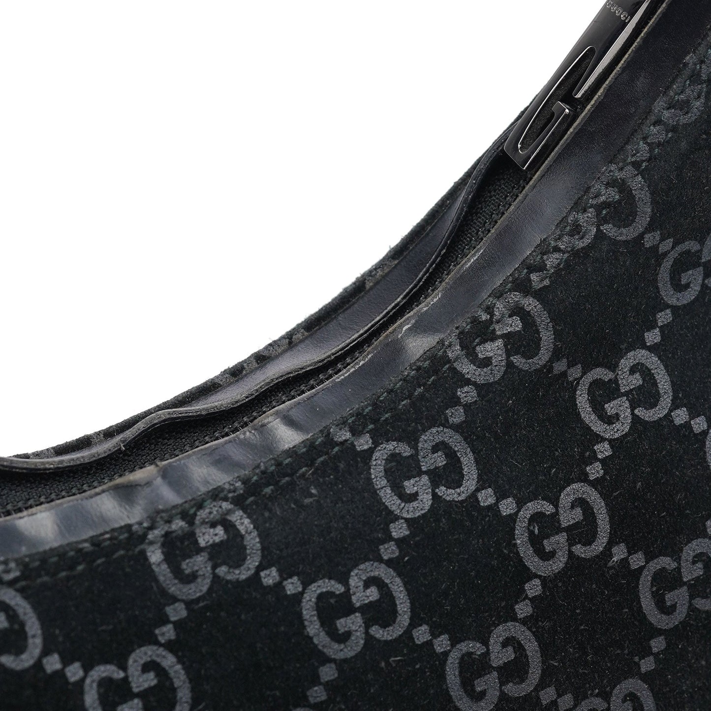 1997 Black GG Suede Shoulder Bag