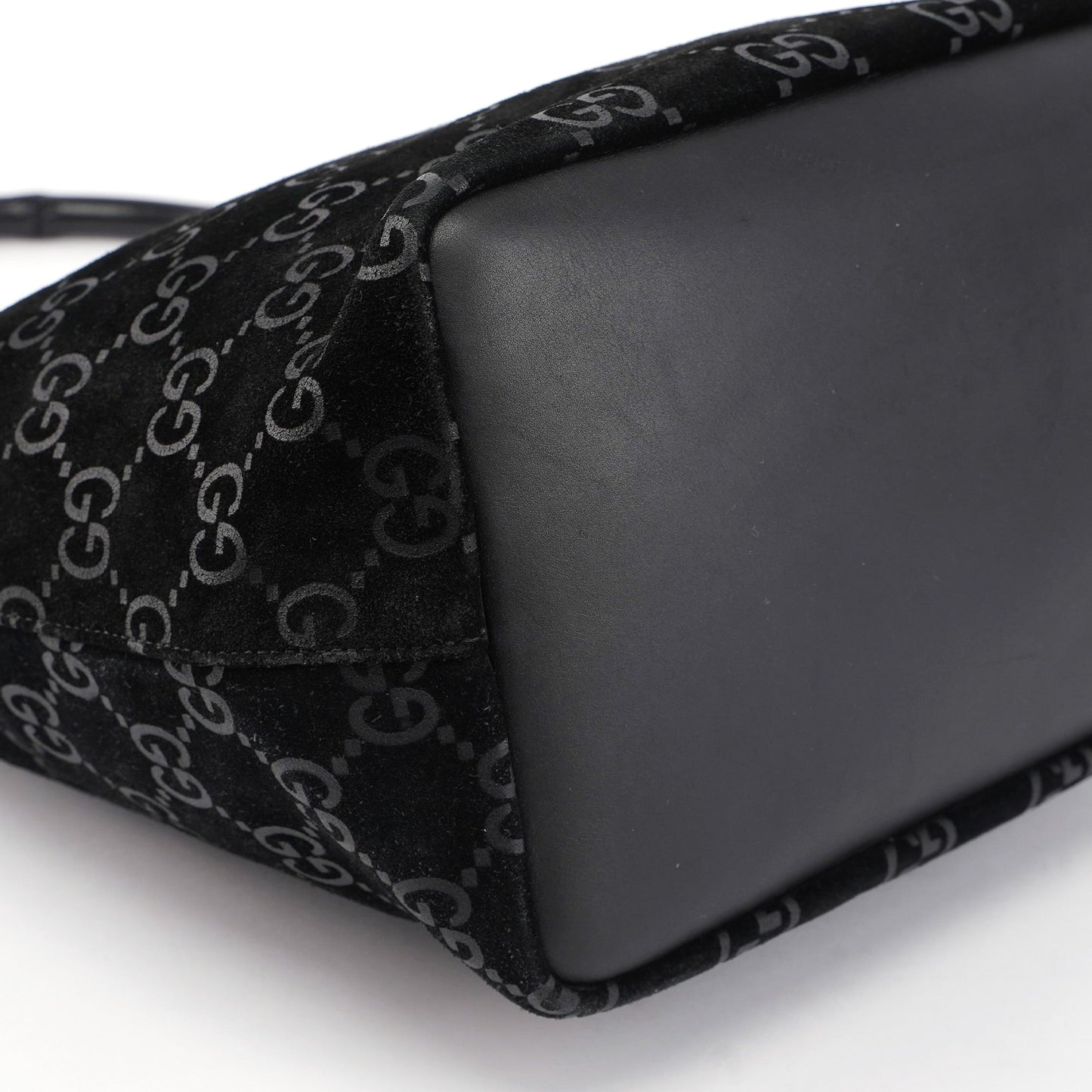 1997 Black Suede GG Bamboo Shoulder Bag
