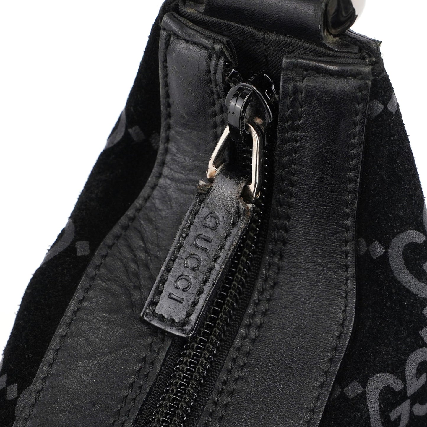 1997 Black Suede GG Bamboo Shoulder Bag