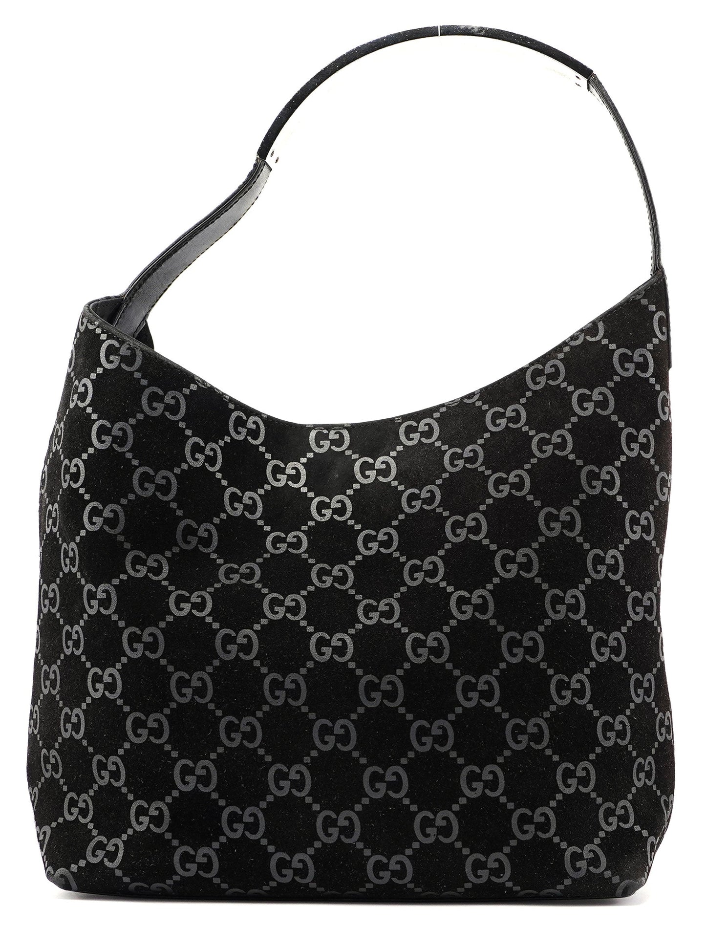 1997 Black Suede GG Hobo Shoulder Bag