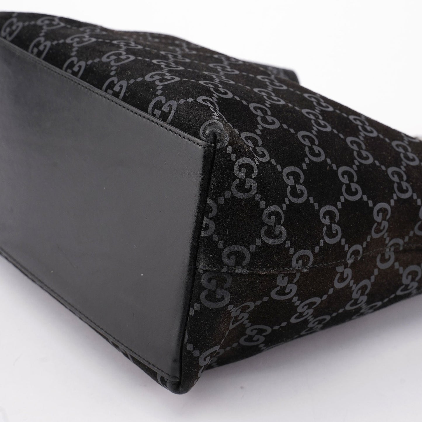 1997 Black Suede GG Hobo Shoulder Bag