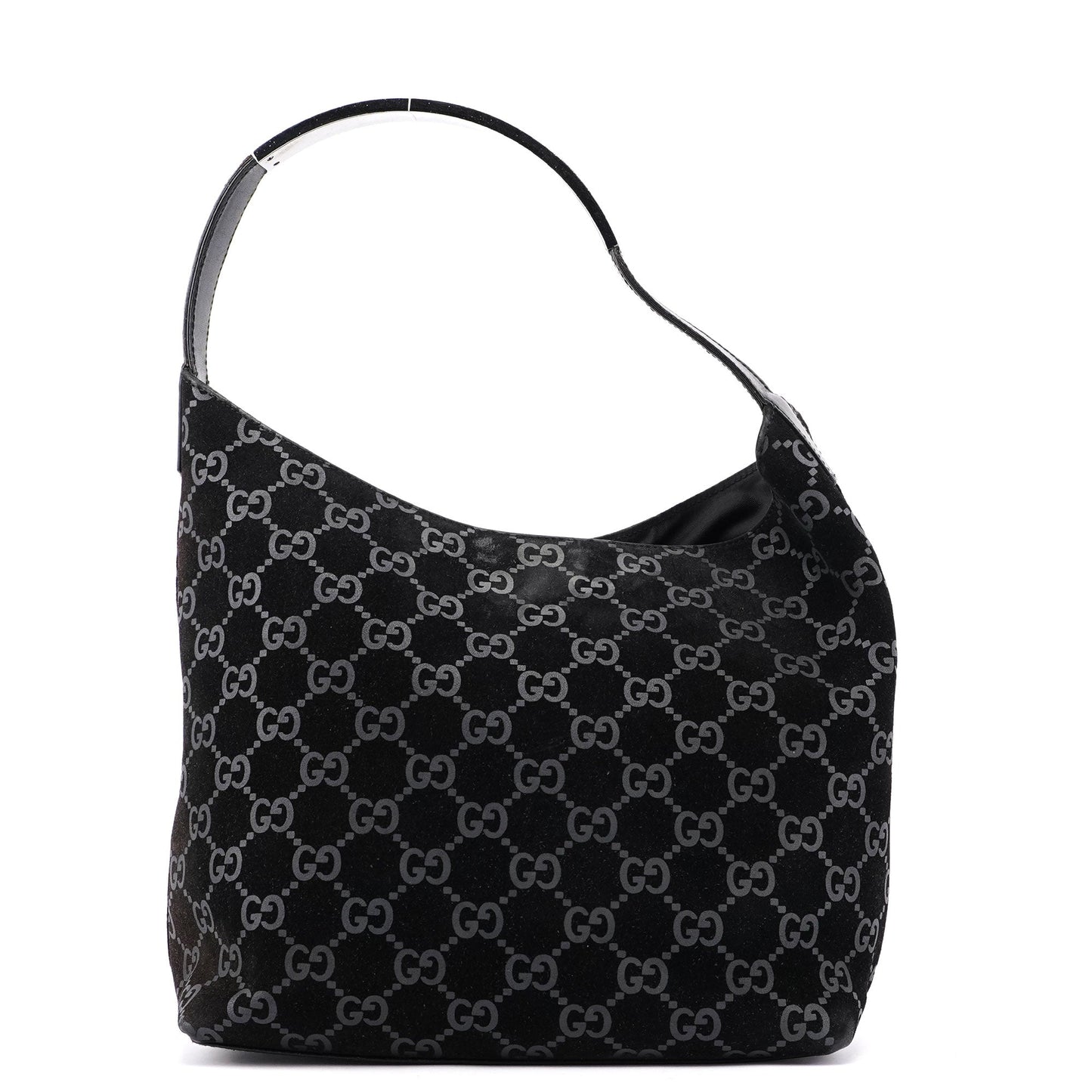 1997 Black Suede GG Hobo Shoulder Bag