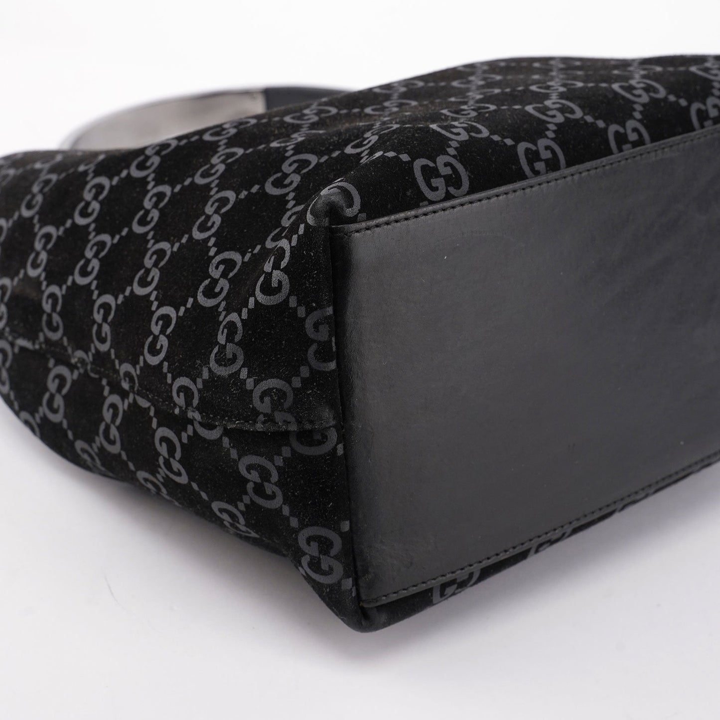 1997 Black Suede GG Hobo Shoulder Bag