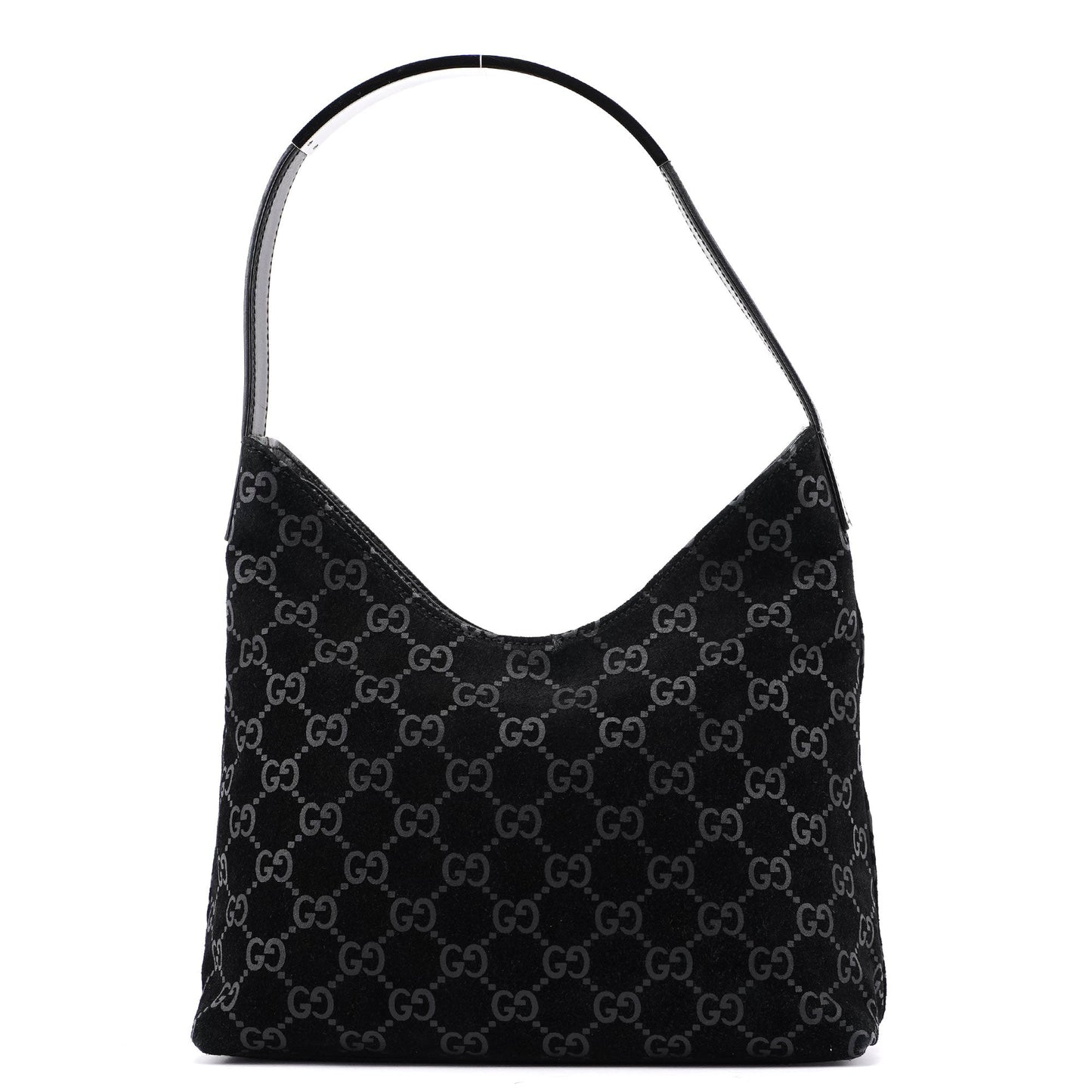 1997 Black Suede GG Hobo Shoulder Bag